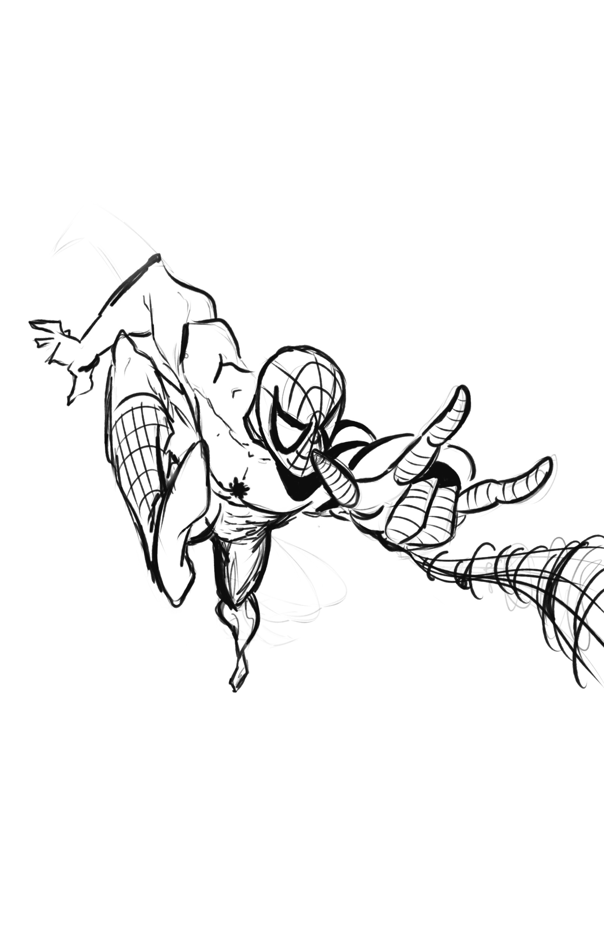 Spider-man striking a dynamic pose in his red and white suit on Craiyon