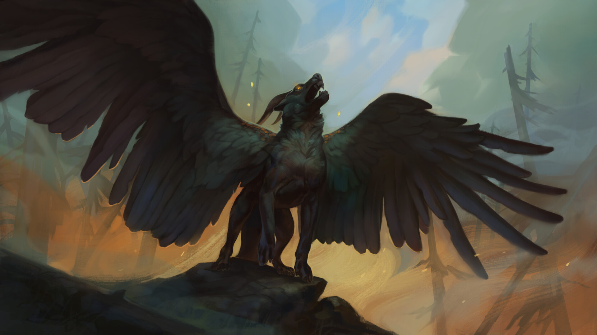 A night animal with wings перевод. Фэнтези существа. Грифон-41. Многорукие божественные существа фэнтези арт