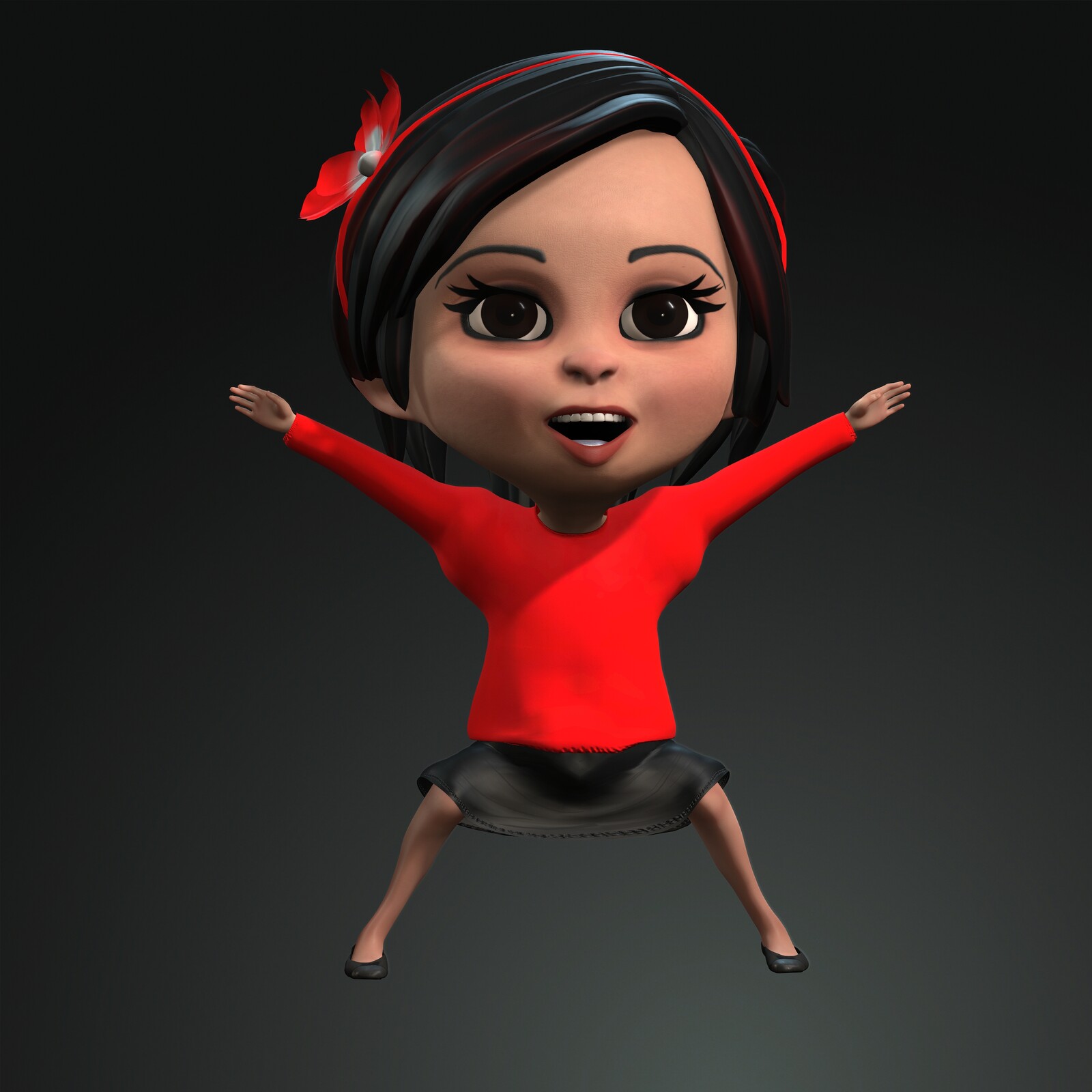The requirement to make this model was that the face had to be  45 percent and the body 55 percent of the shape of the character. It will be use in Unity for a project in Singapore.