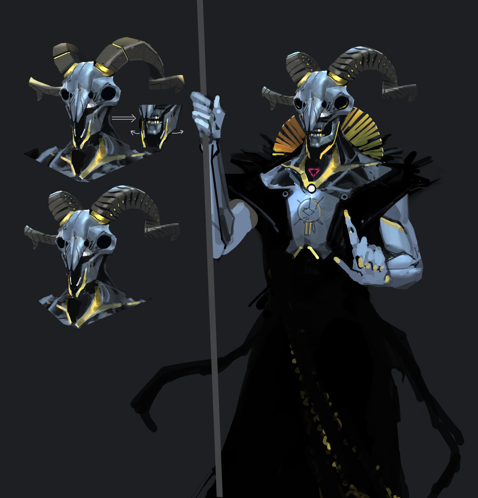 The ram skull archetype was chosen in the end