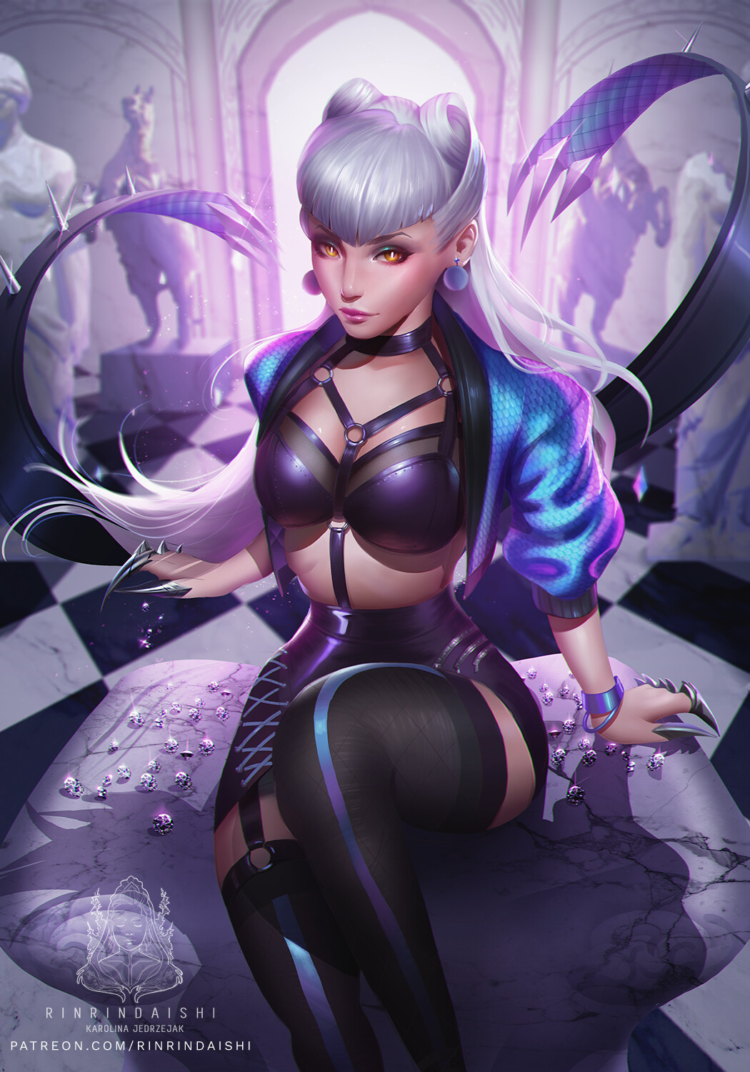 Karolina Nakazato Kda All Out Evelynn The updated (where they added the blue parts on her outfit) one? karolina nakazato kda all out evelynn