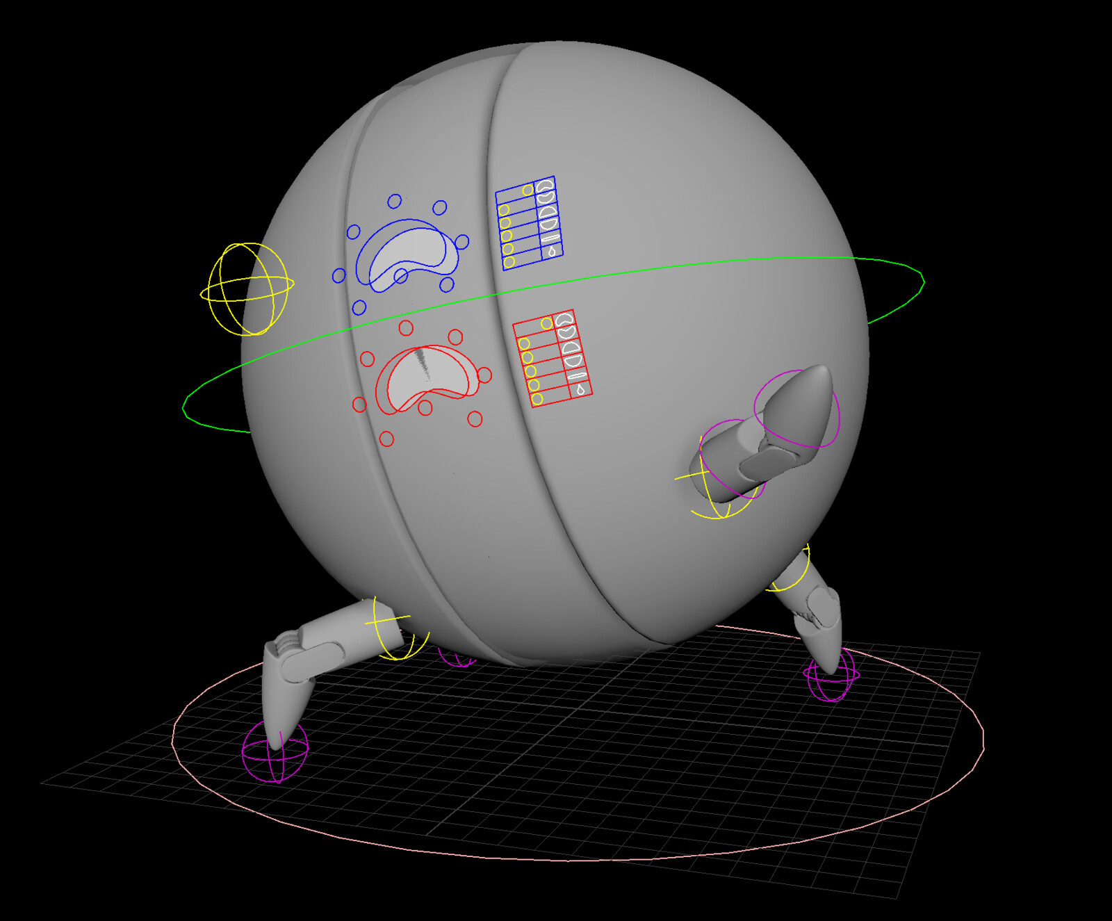 Rigging controls for the 'whole body' settings of One-One.