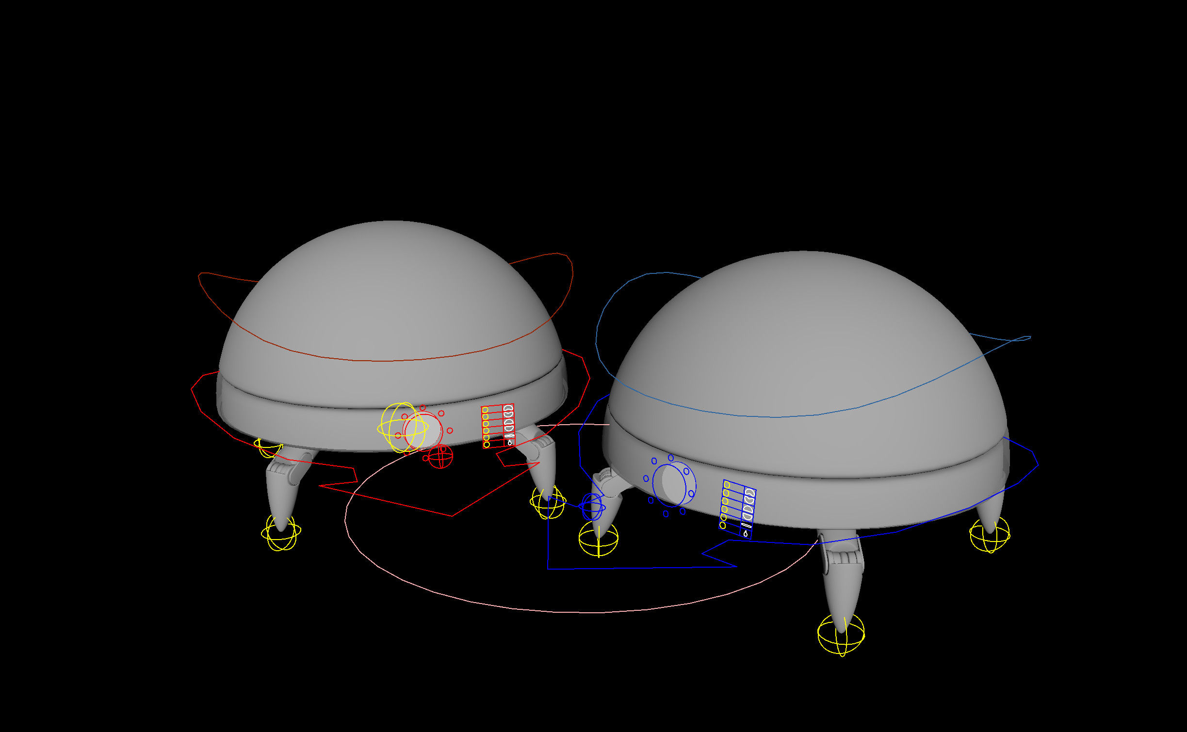 Rigging controls for the 'split body' setting of One-One. Note: The model is the same regardless of the exposed controls, but you can't separate them until you've enabled splitting.