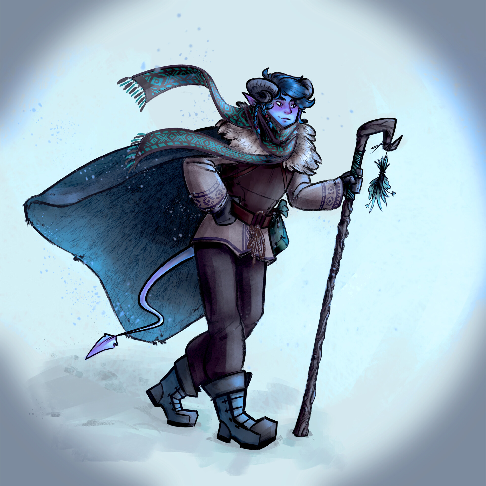 Artstation Blue Tiefling Druid Meightaboot