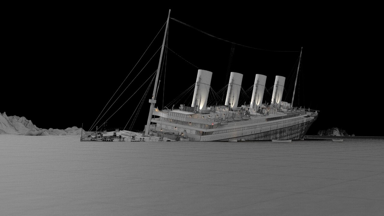 Clay and wireframe render