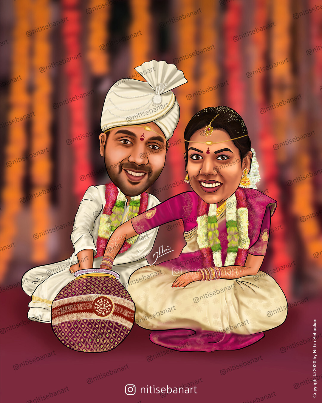ArtStation - Traditional Telugu wedding caricature