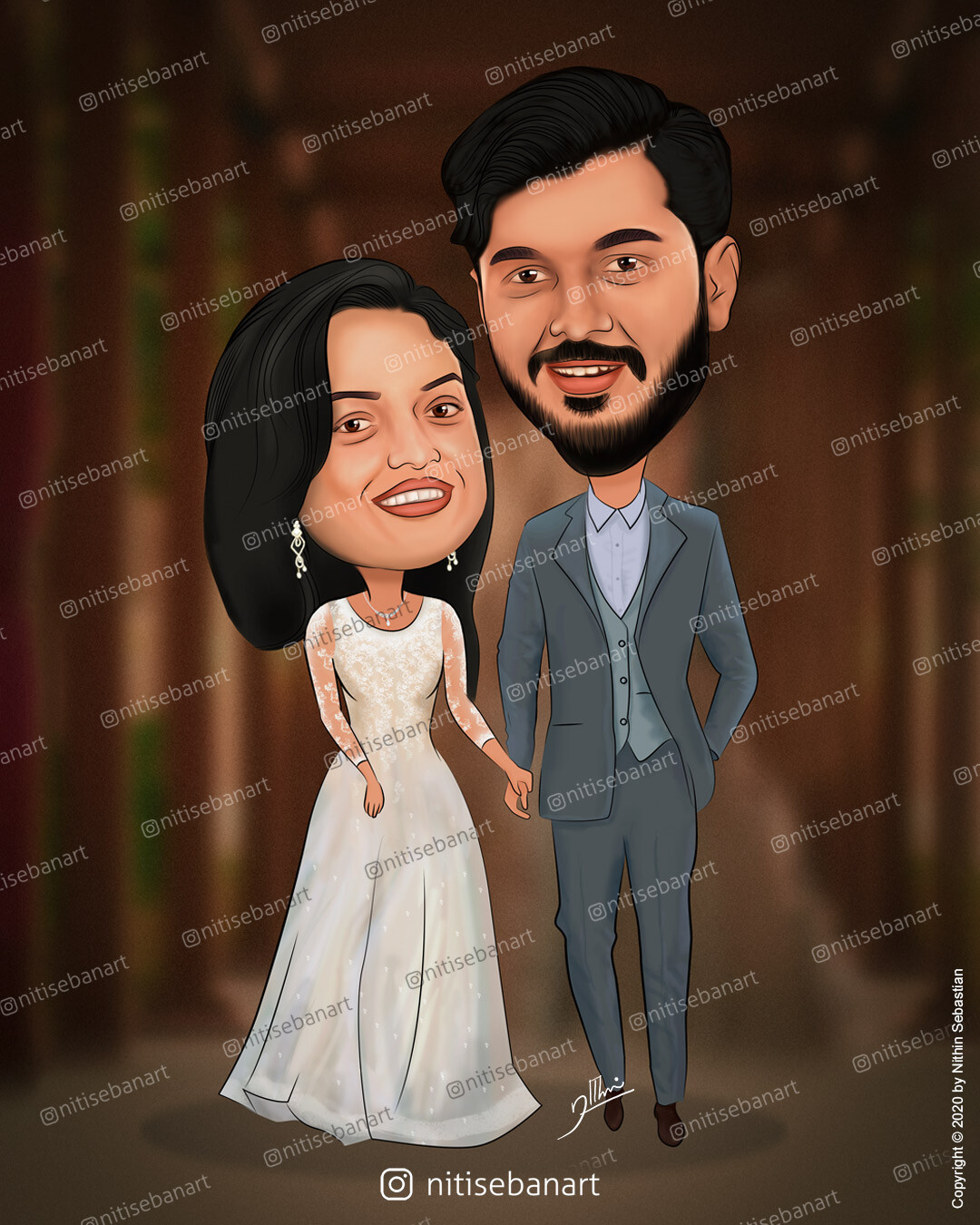nithin sebastian - Kerala Wedding caricature