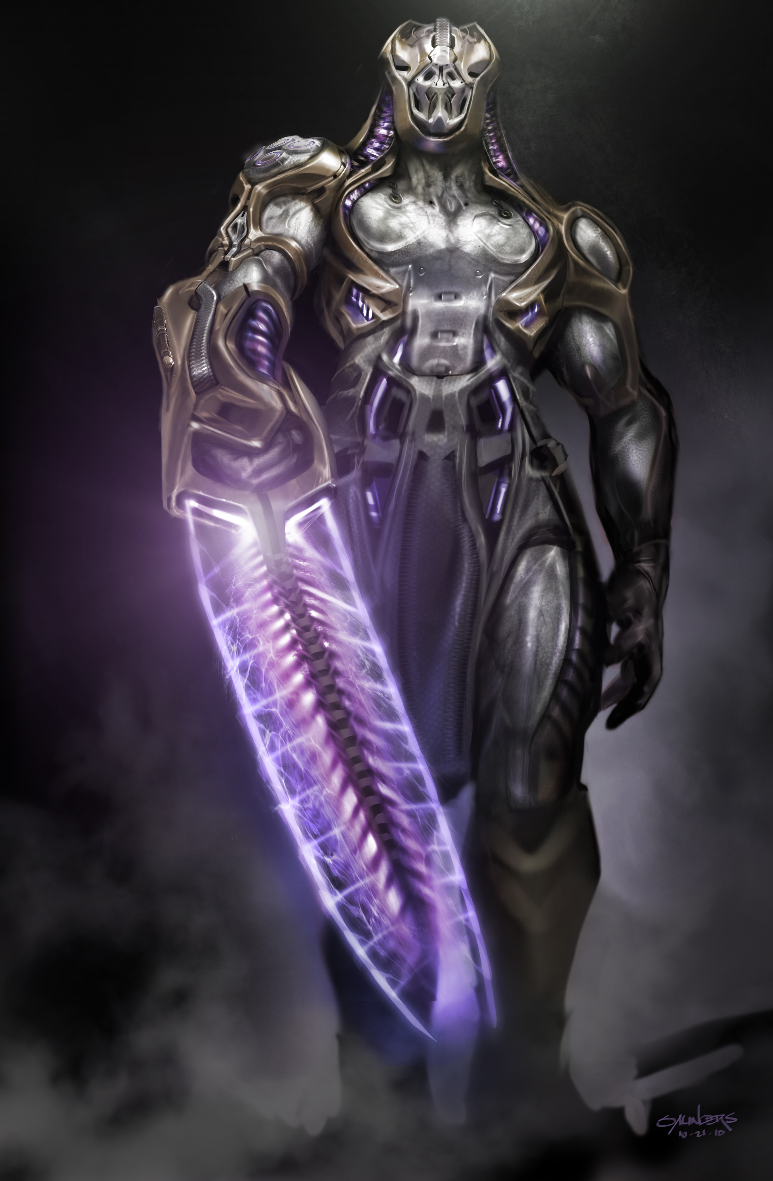 A Chitauri captain concept. Trying for an energy-chainsaw style weapon. 