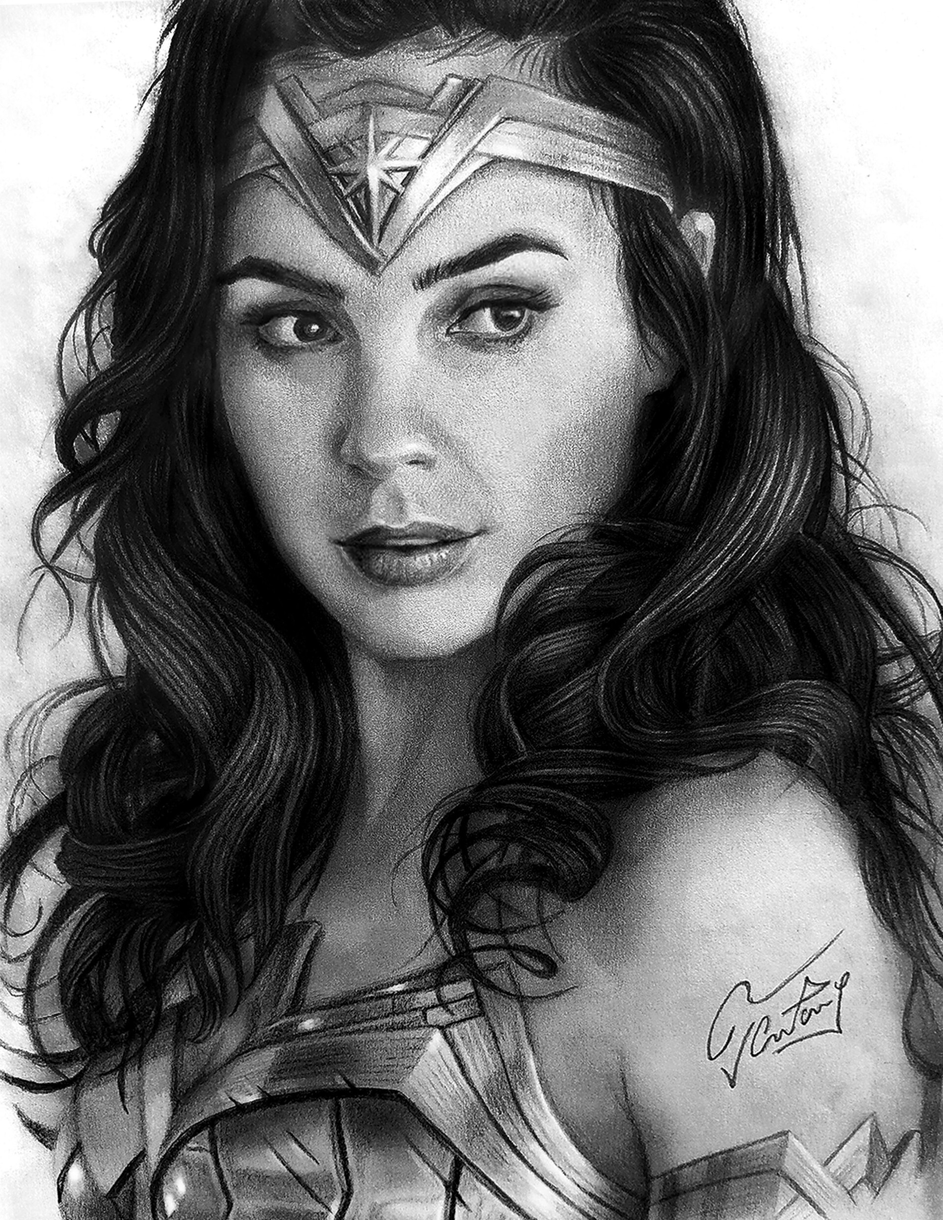 sweaty-mink214: add outline of the drawing, modifying features of wonder  woman