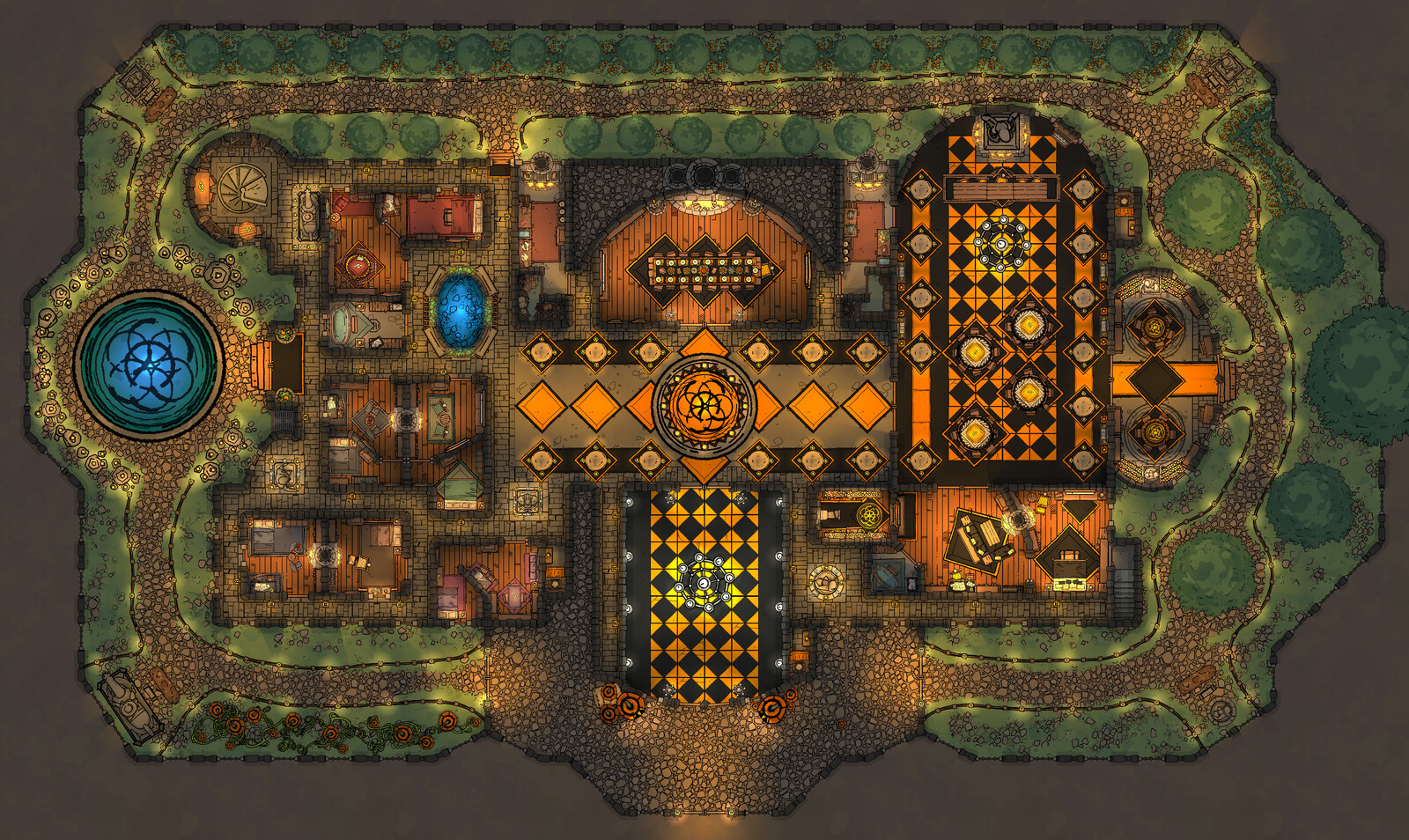 Battle Map | Halloween Themed Noble Estate and Lower Level