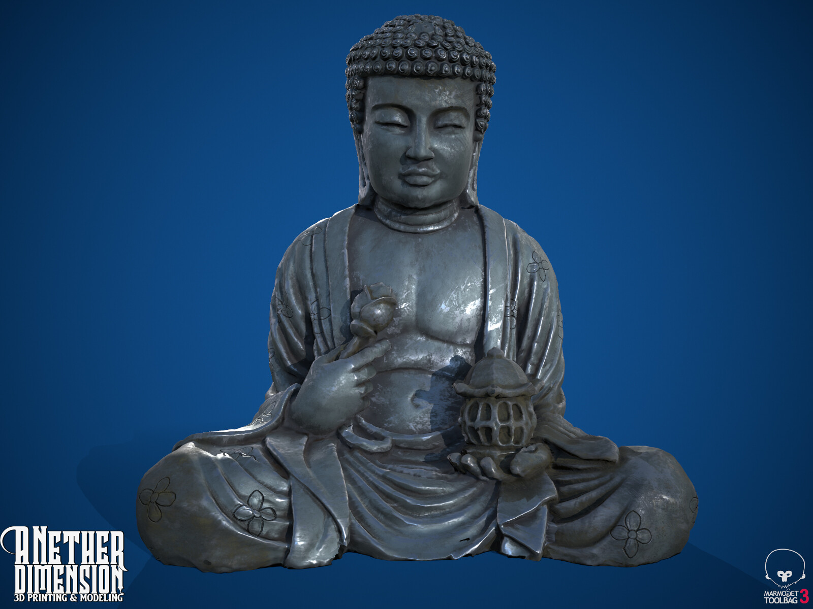 Justin McCollum - Buddha (3D Scanned) High to Low Poly Bake