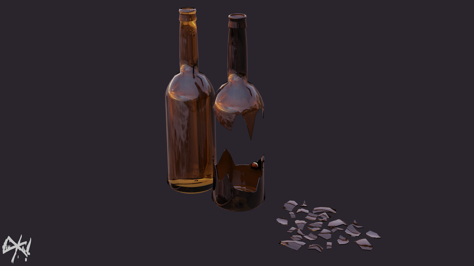 Bottles, default Blender shader.