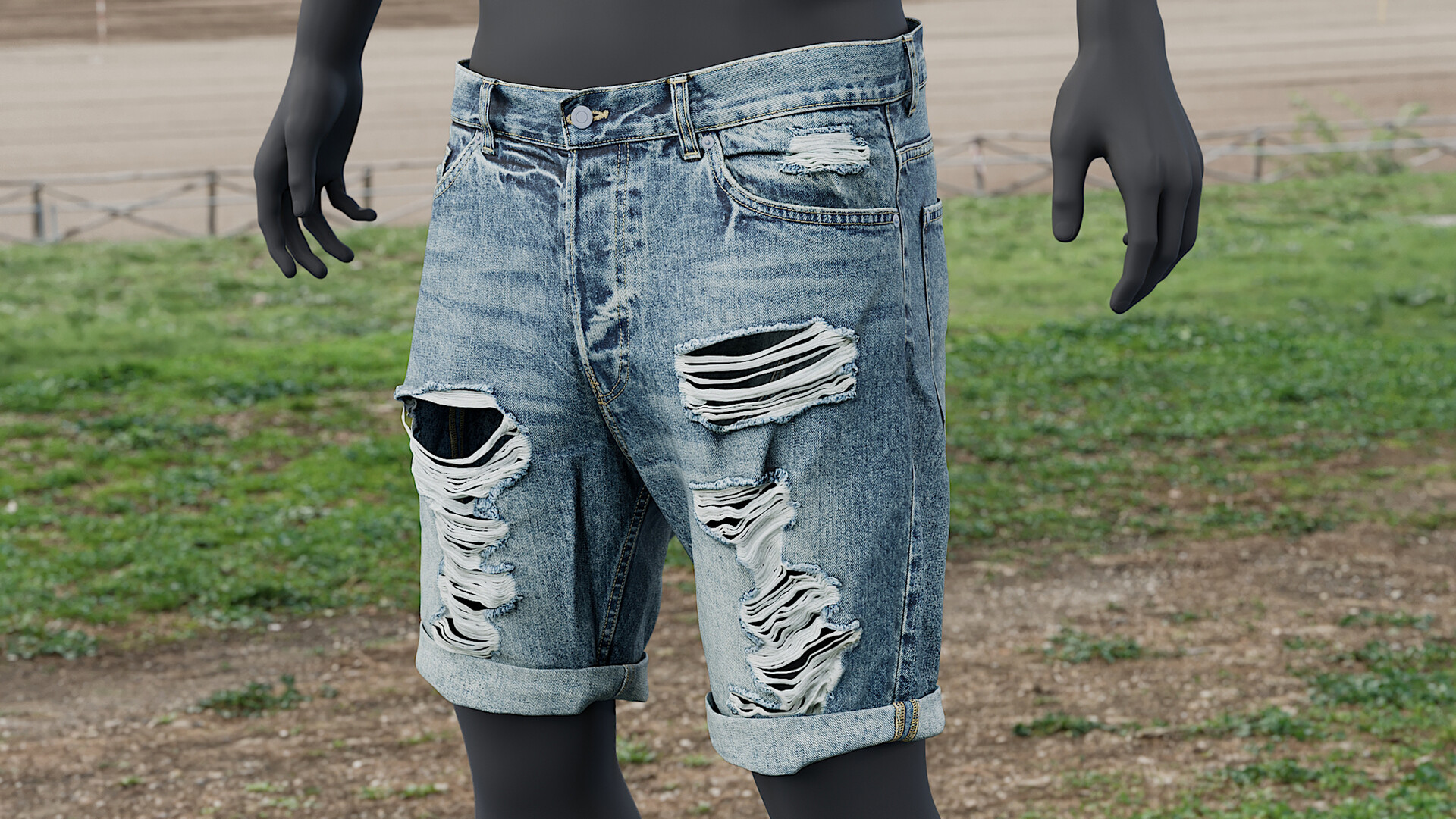 bruser Majestætisk Læne ArtStation - Realistic 3D model of Men's Jean Shorts