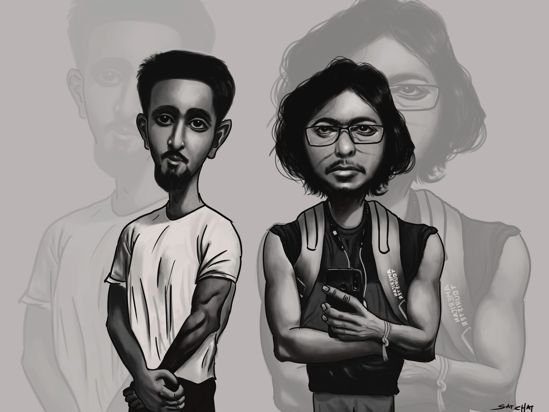 Satwick Chatterjee Caricature Satadal chatterjee foto ispolnitelya satadal chatterjee. satwick chatterjee