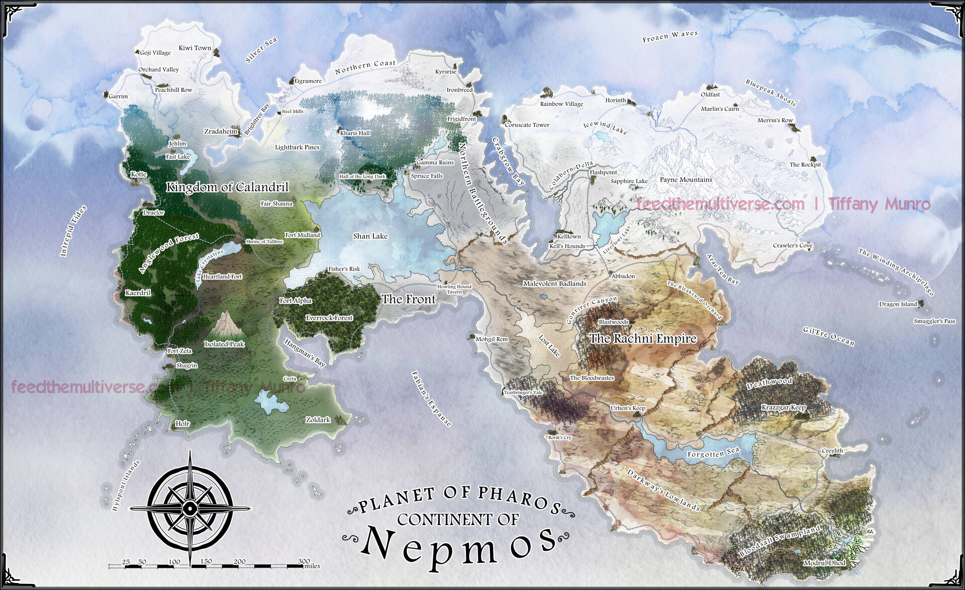 Artstation nepmos fantasy continent watercolor texture map poster
