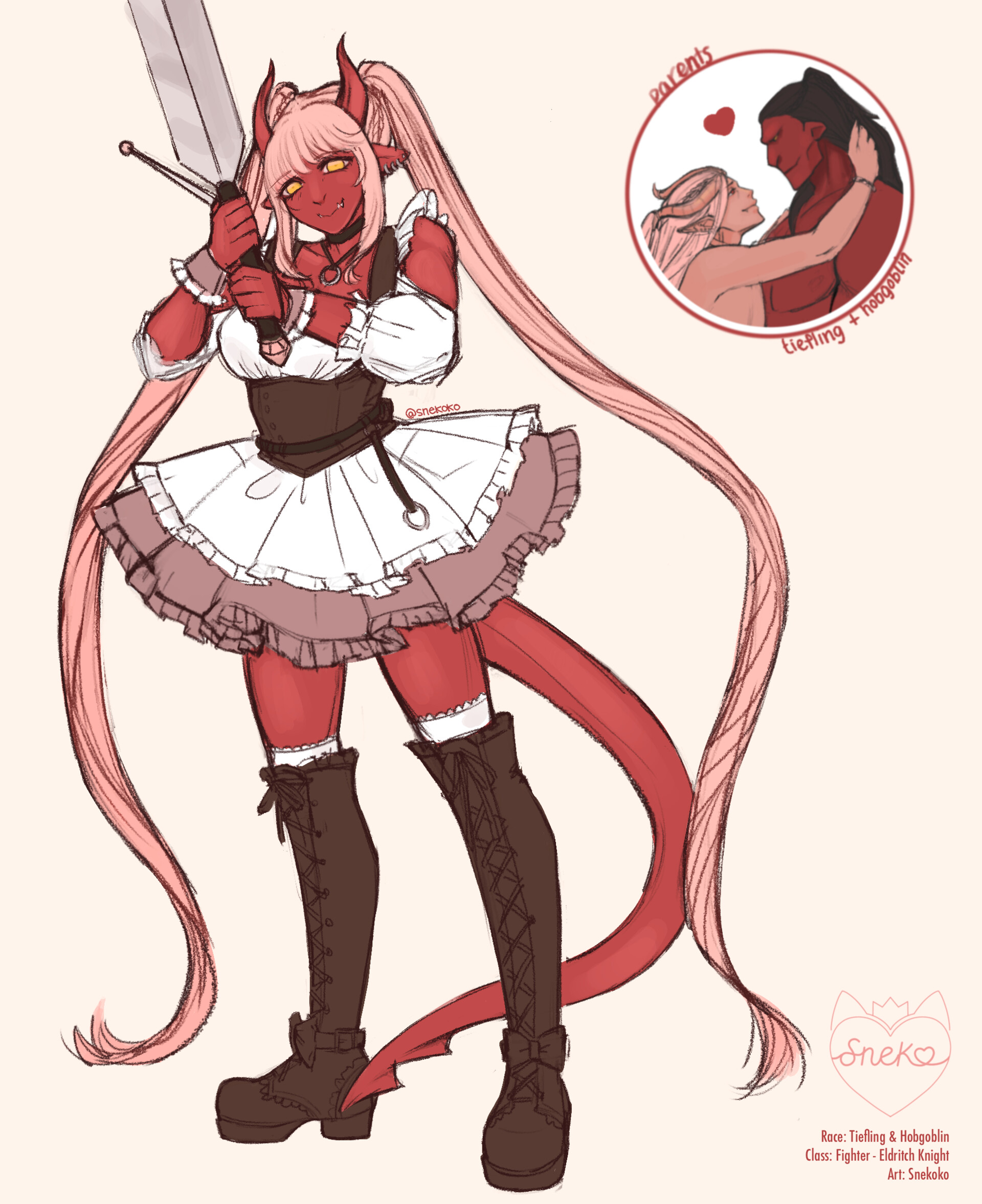 Artstation Klarissa Kerlakah Original D D Character Tiefling Hobgoblin Sneko We print the highest quality tiefling onesies on the internet. original d d character