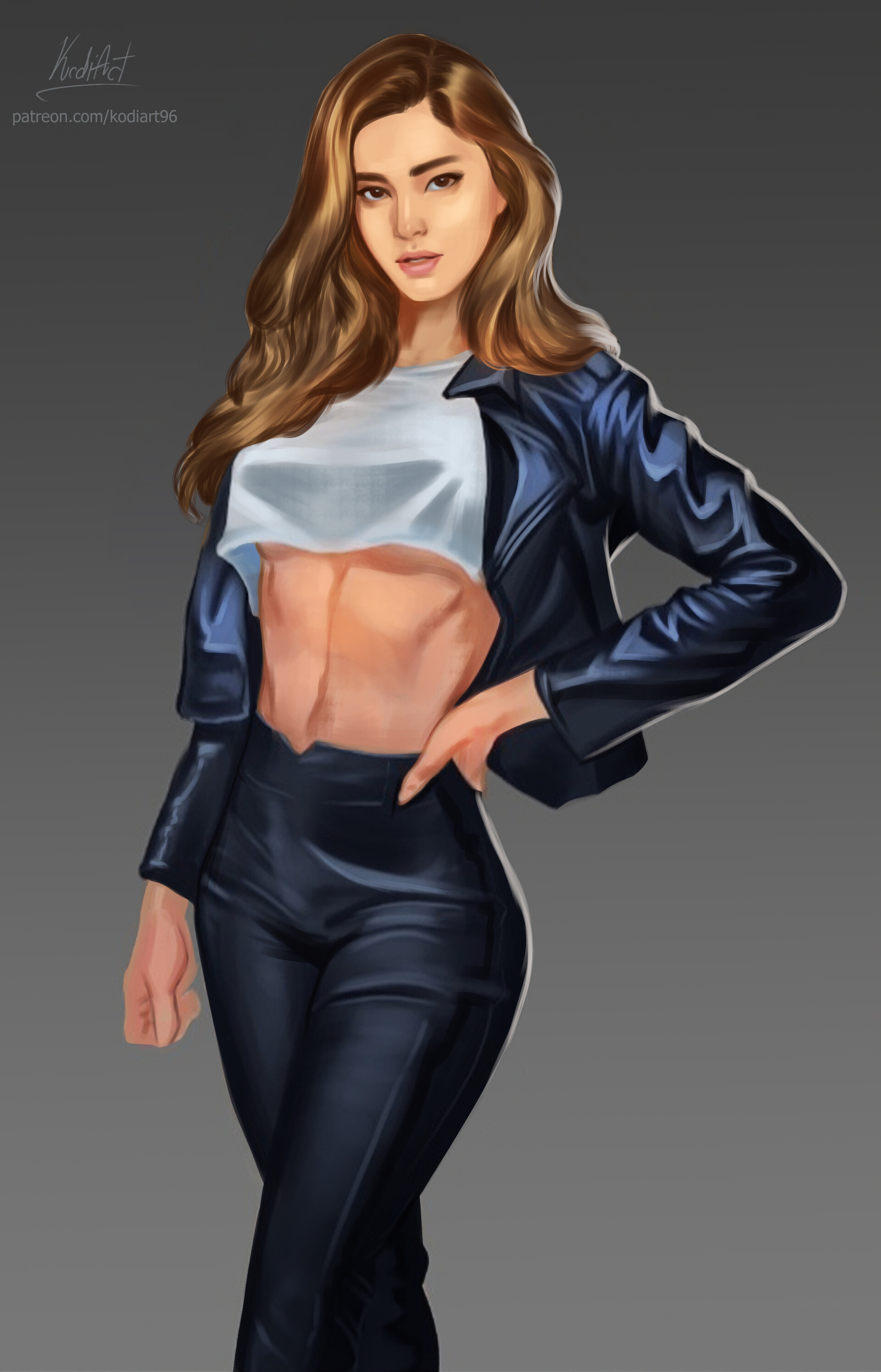 ArtStation Girl in leather jacket