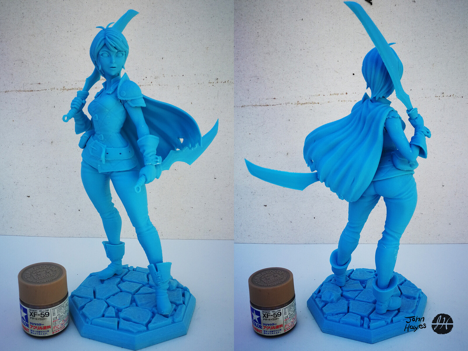 3D print  "test" using my Ultimaker 2+ with  Polymaker light blue ABS filament.

Assembled figure is ~ 25cm tall