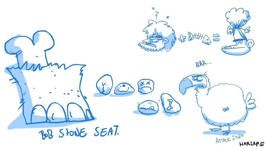 concept sketches
hairstyle, bob seat, first emojis, attack dodo
