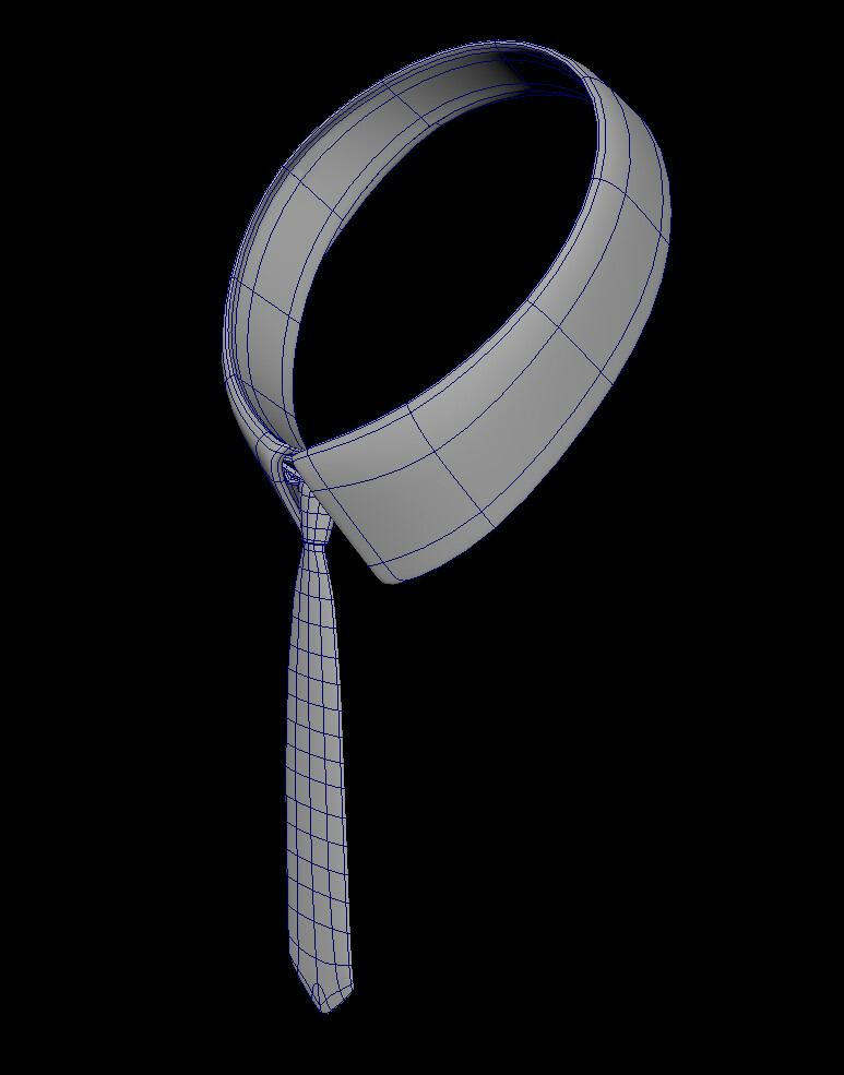 Wireframe view of the tie and collar.