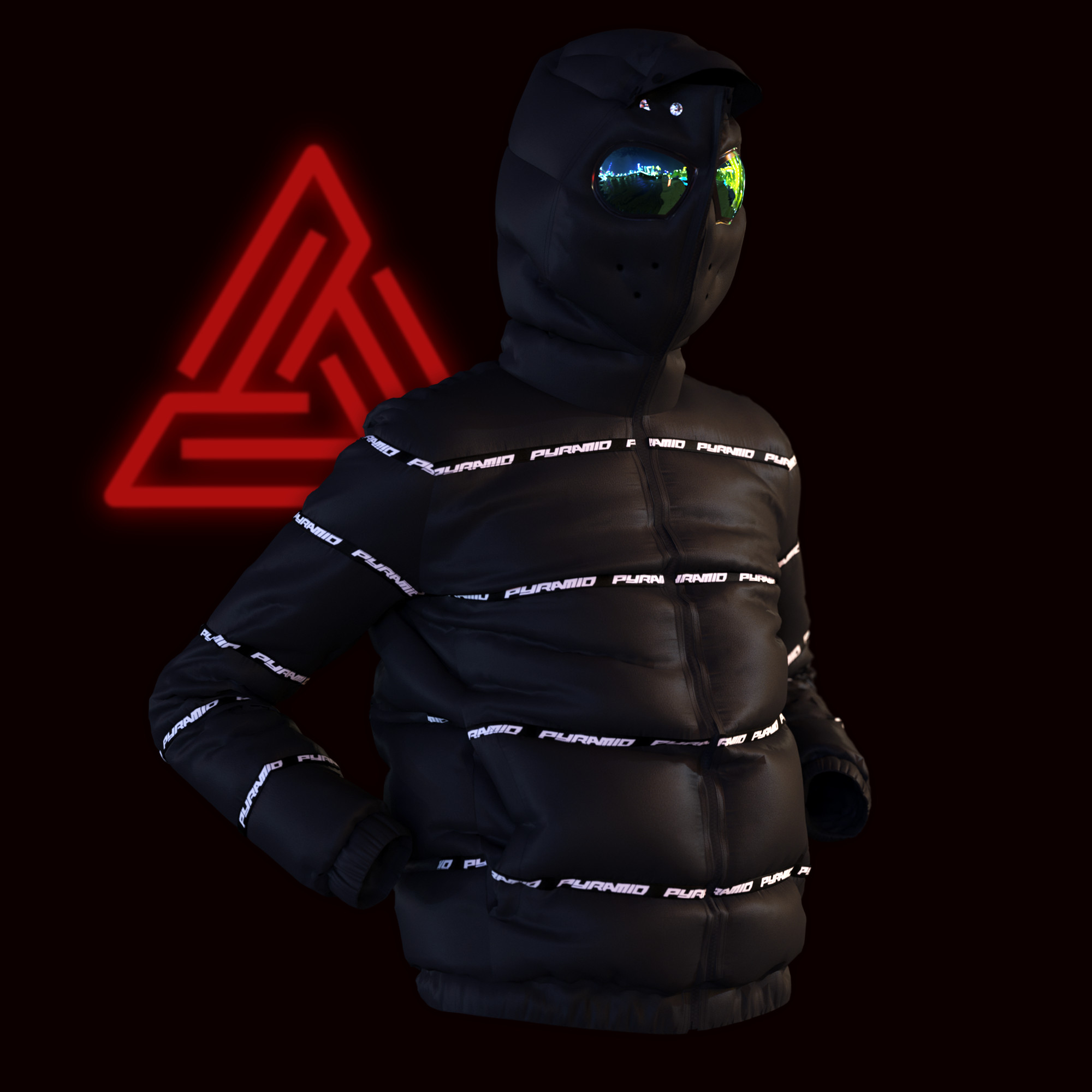 Black pyramid top bubble coat