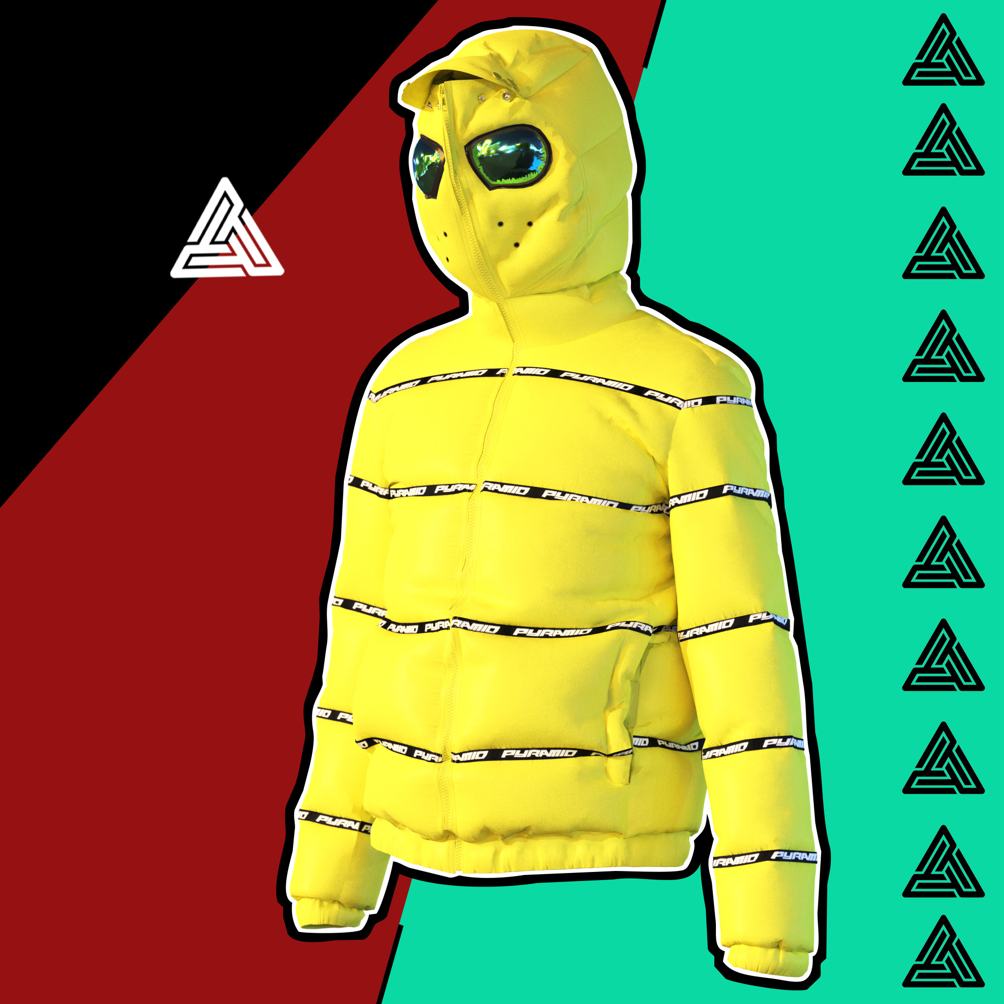 Yellow black pyramid hoodie clearance