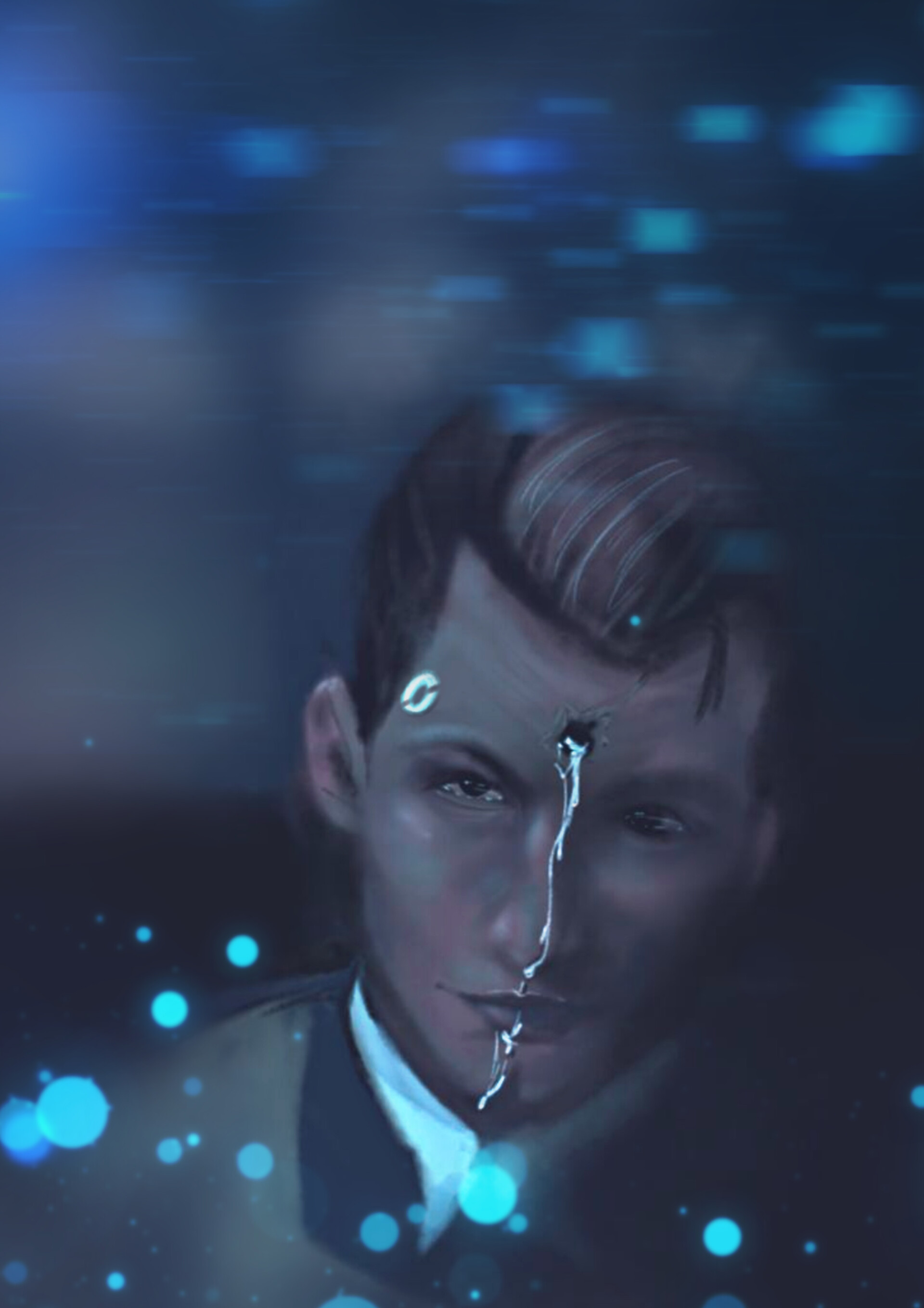 a digital painting fanart of Connor from the game: <b>Detroit</b> <b>Become</b> <b>Human</b>. pa...