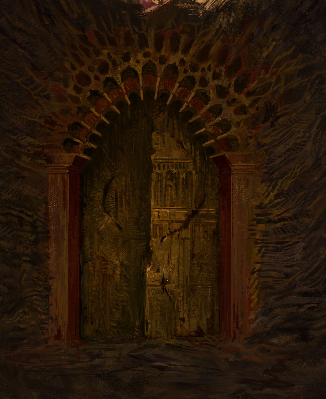 close up of the door from where Cragwallow broke out. Cragwallow talks in riddles. Having a question mark felt apt. 