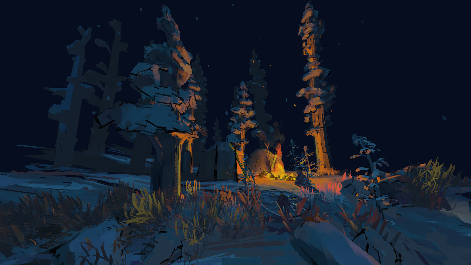 Campfire scene painted in VR using Quill