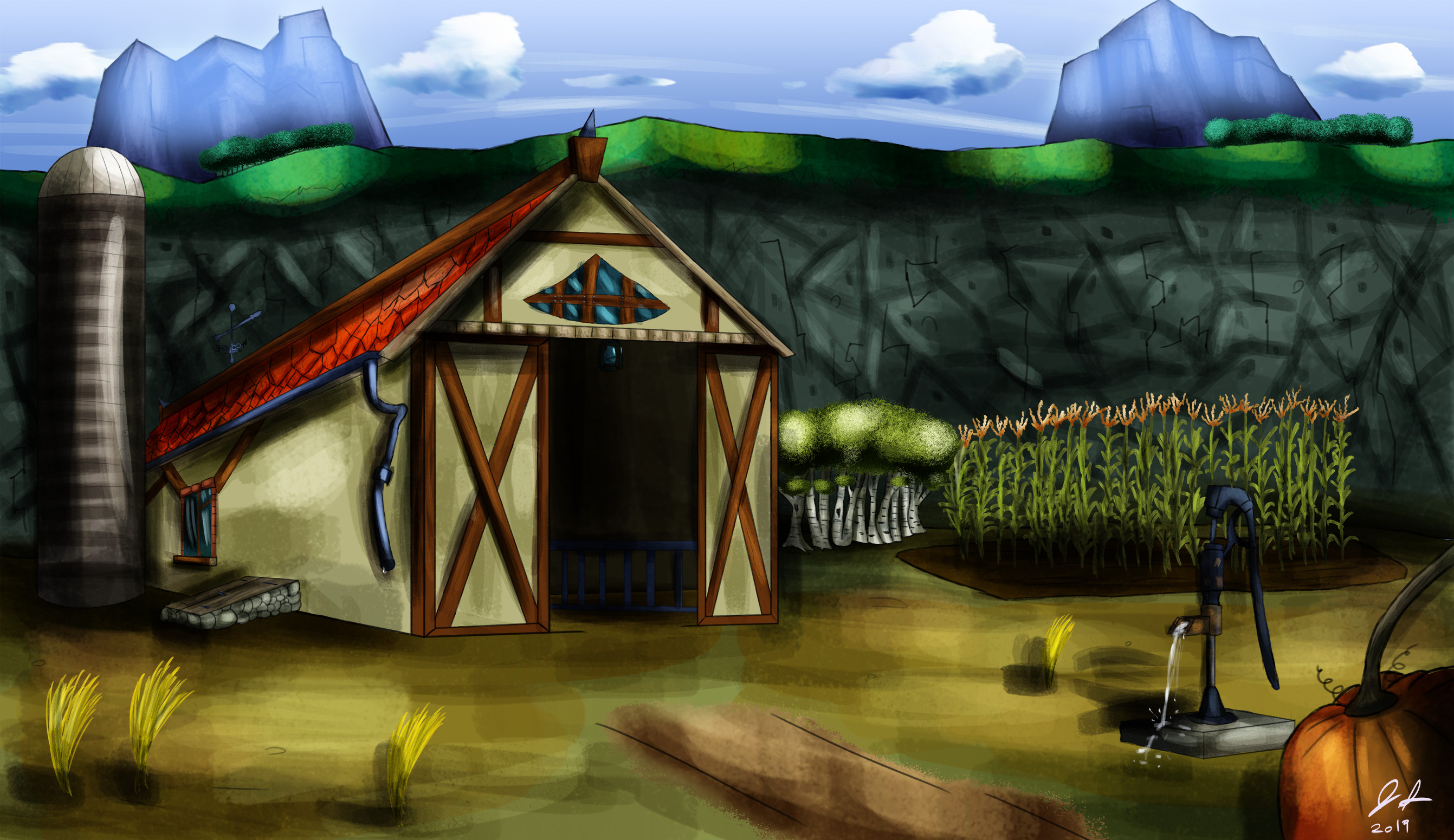 The barn. Every old cartoon had a funny farm.