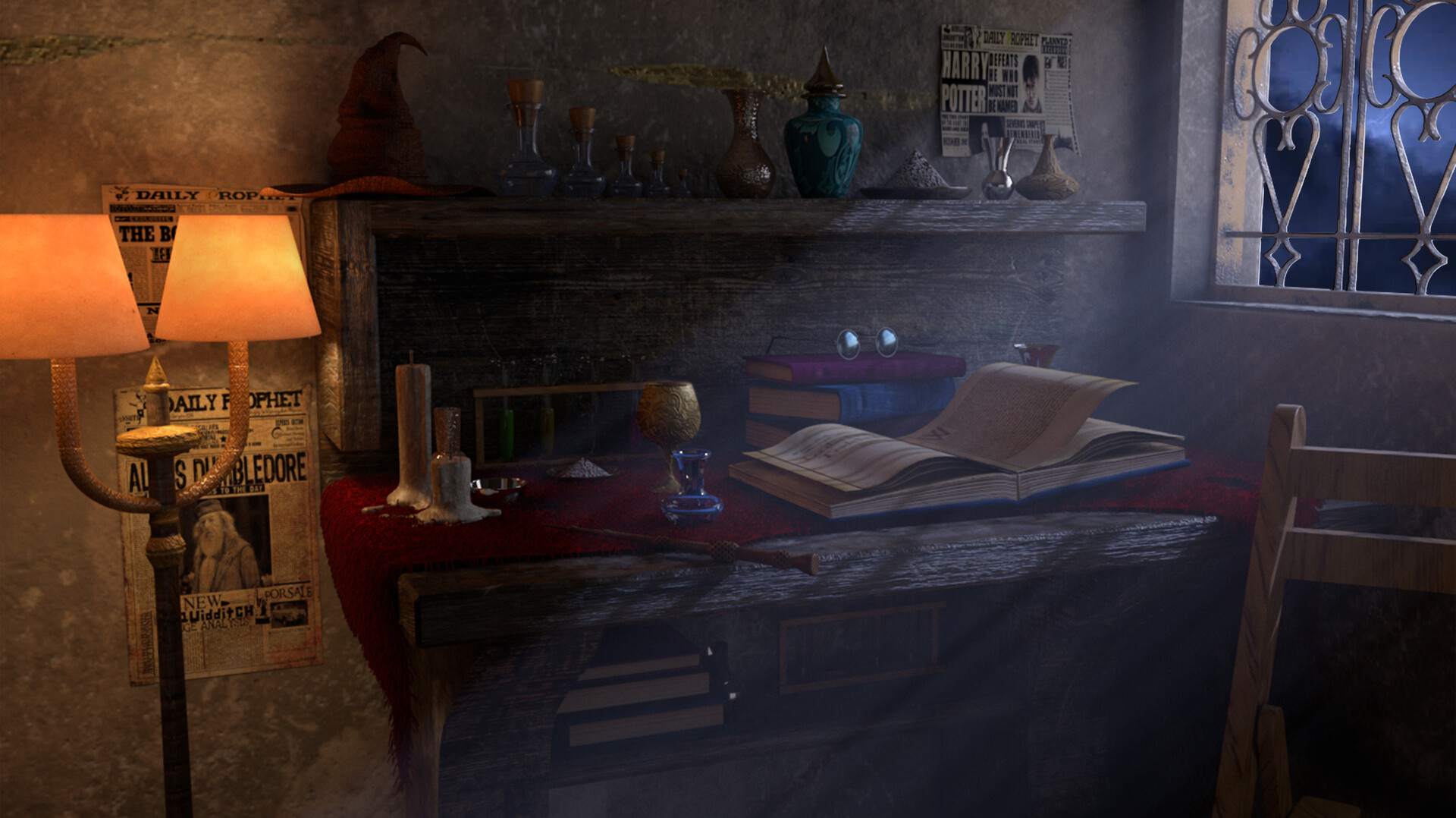 ArtStation Harry Potter Hogwarts Study Corner