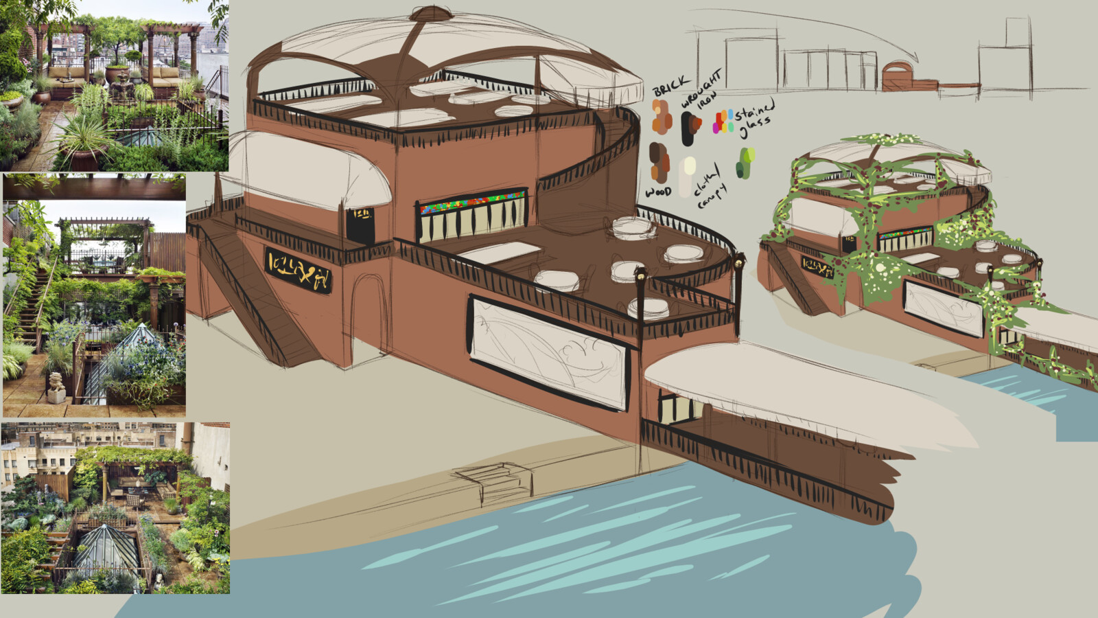concept art for the feel of the cafe in the first chapter.