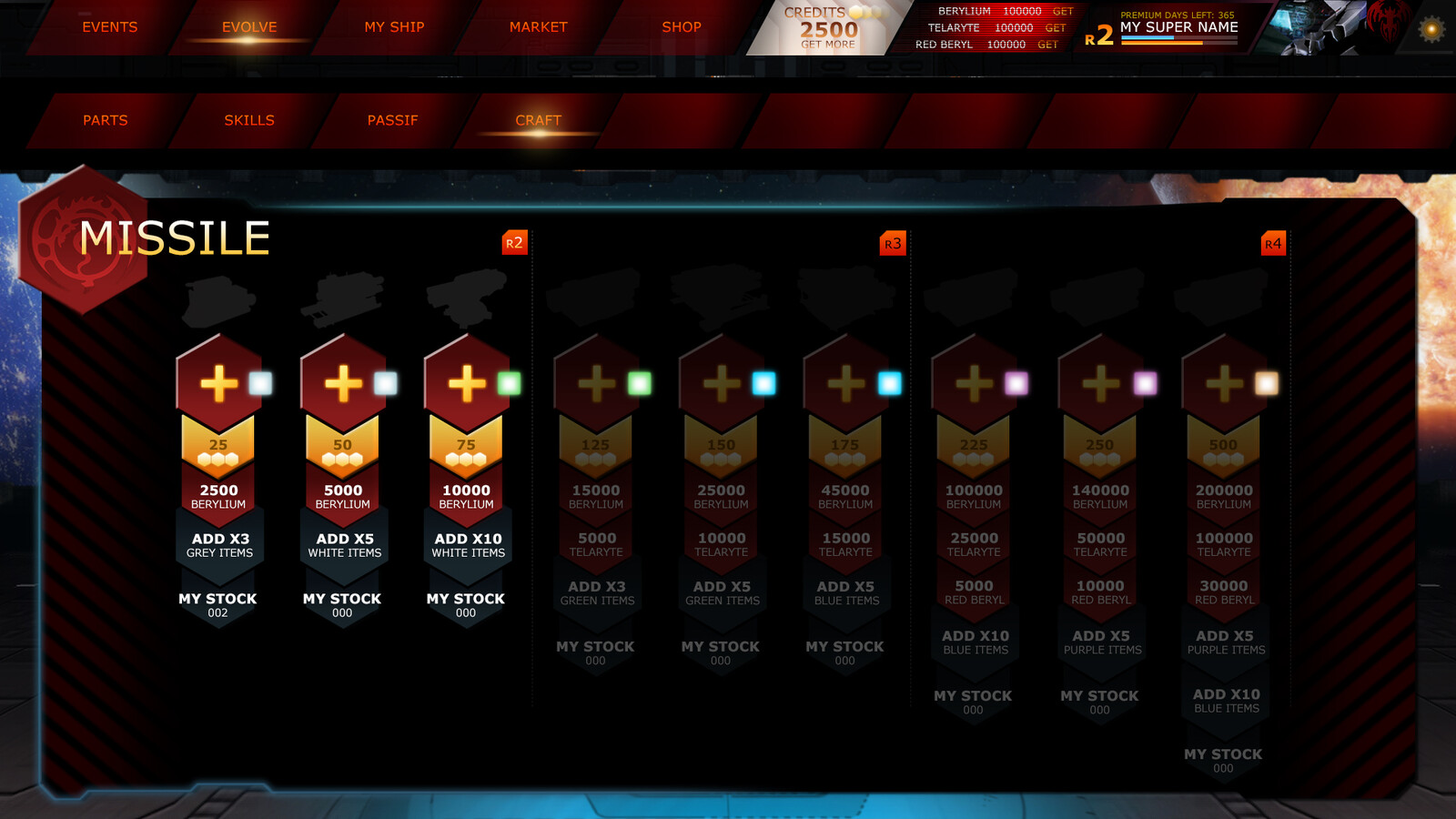 UI #001 Evolve Equipped Items