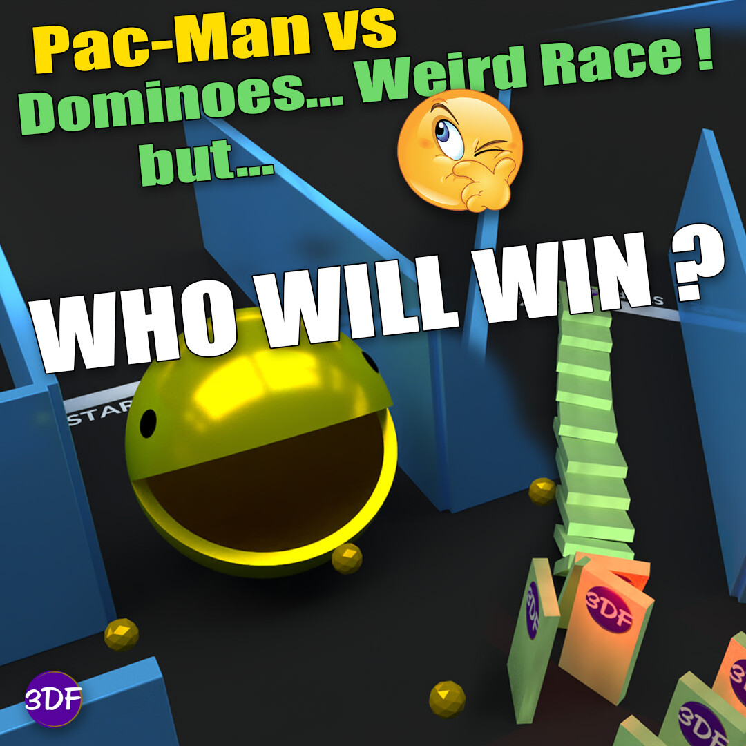 Pac-Man vs Dominoes ! Weird Race but... Who Will Win ??