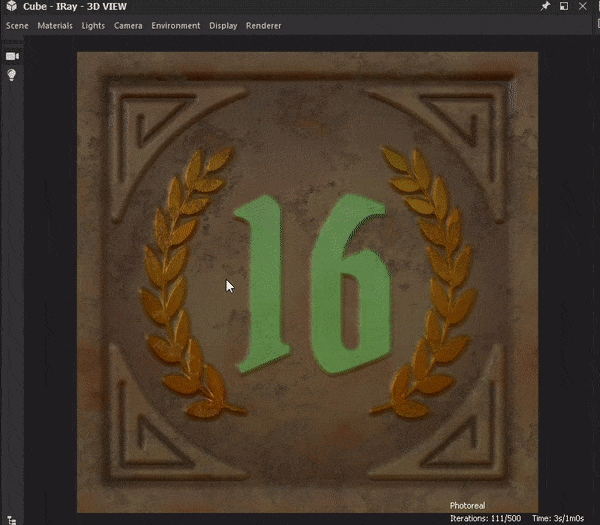 The IRay renderer within Substance Designer allows you to render quality lighting in real time.
