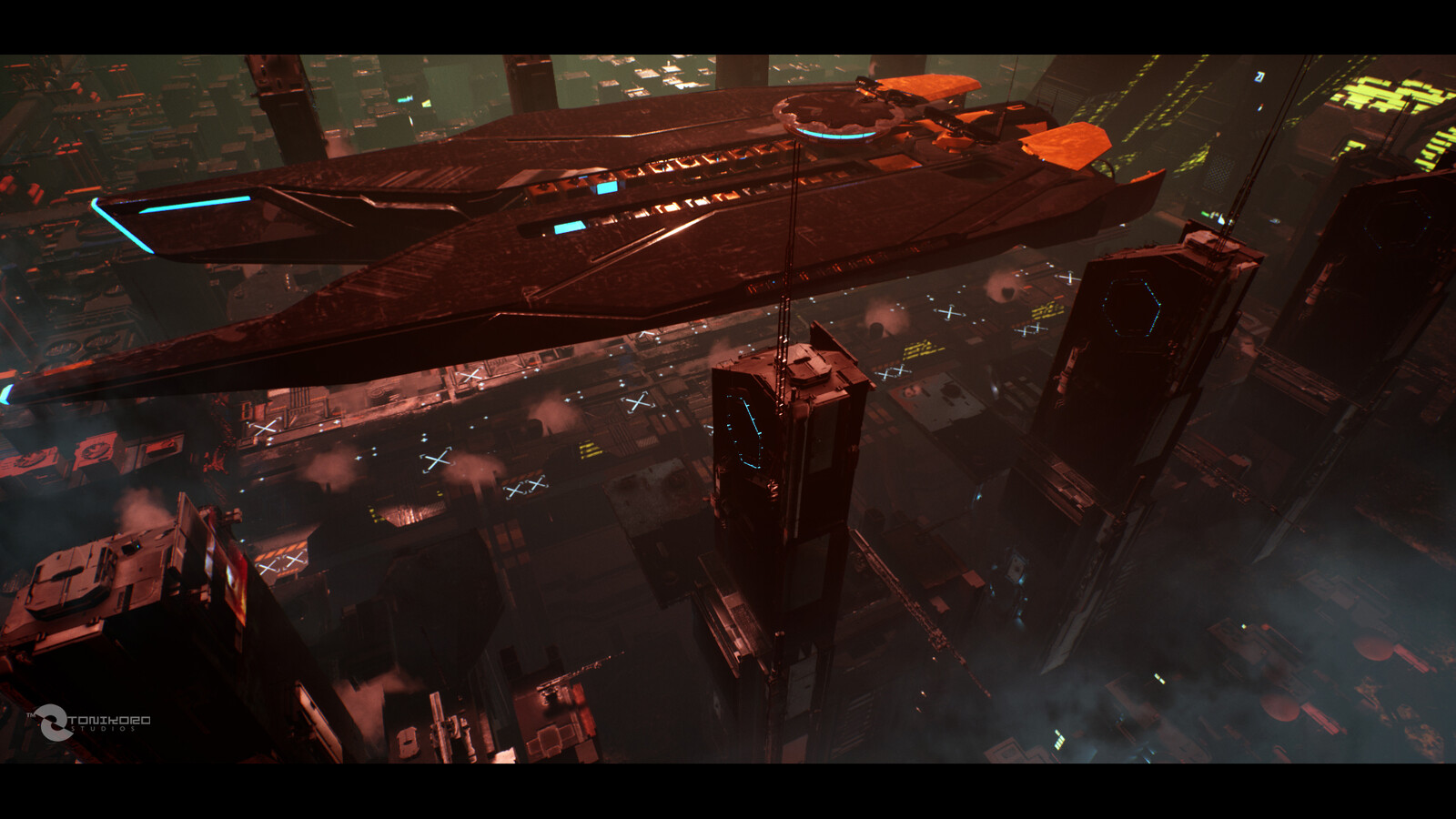 Carrier ship design by Kirill Chepiznko, spacedock area is a creative bash remix of parts by Vitaly Bulgarov (From his Megastructures Kit).
