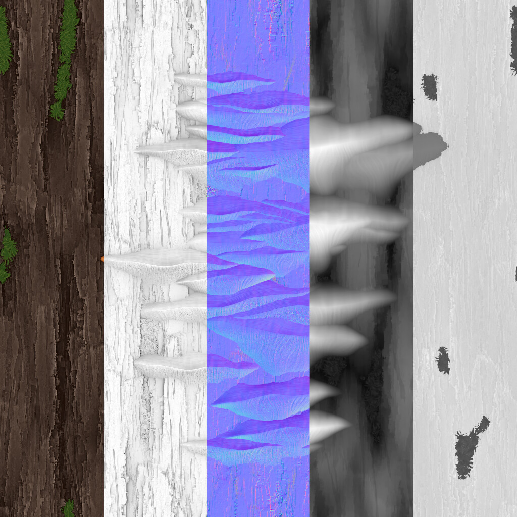 Basecolor, AO, Normal, Height, Roughness