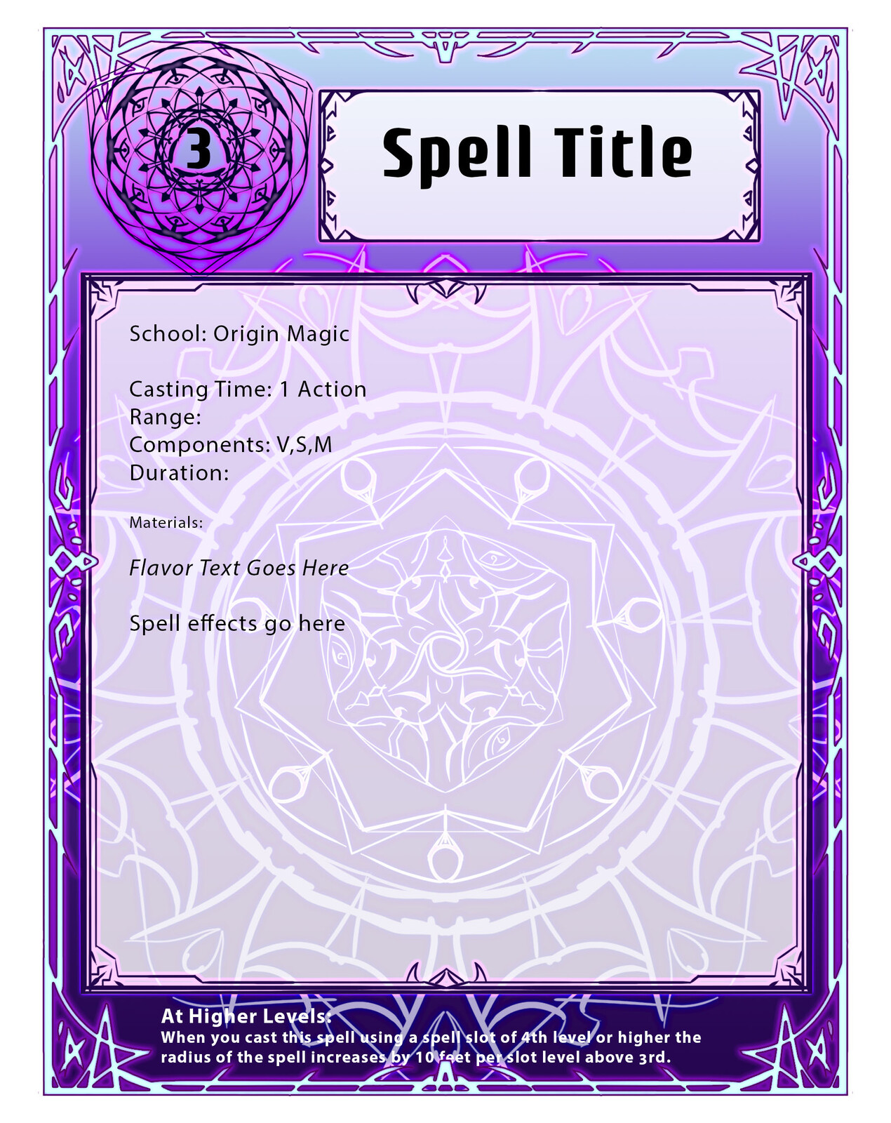 Arcane Energy Spell Card, for the purists. 