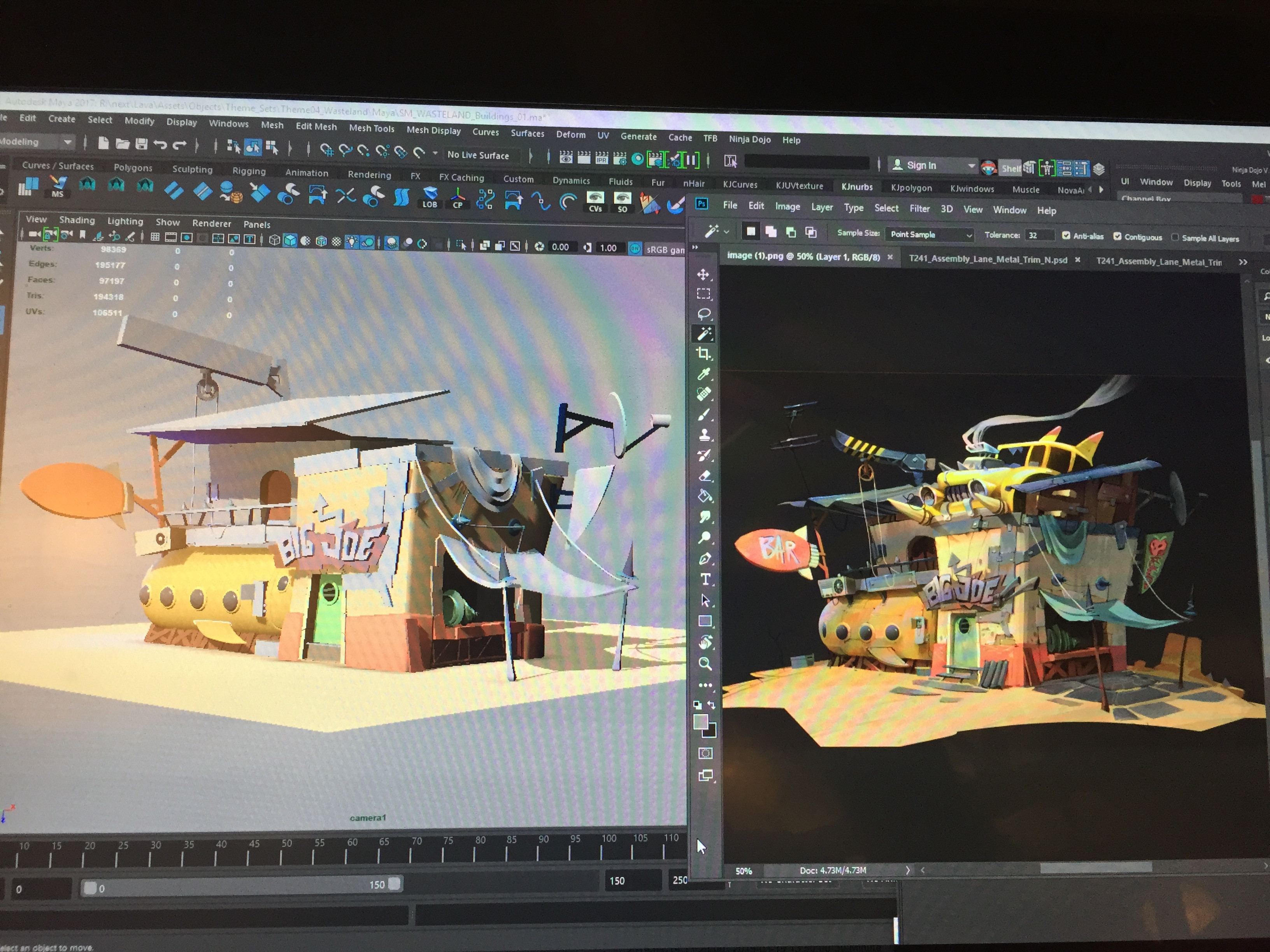 Model WIP left - Concept Right