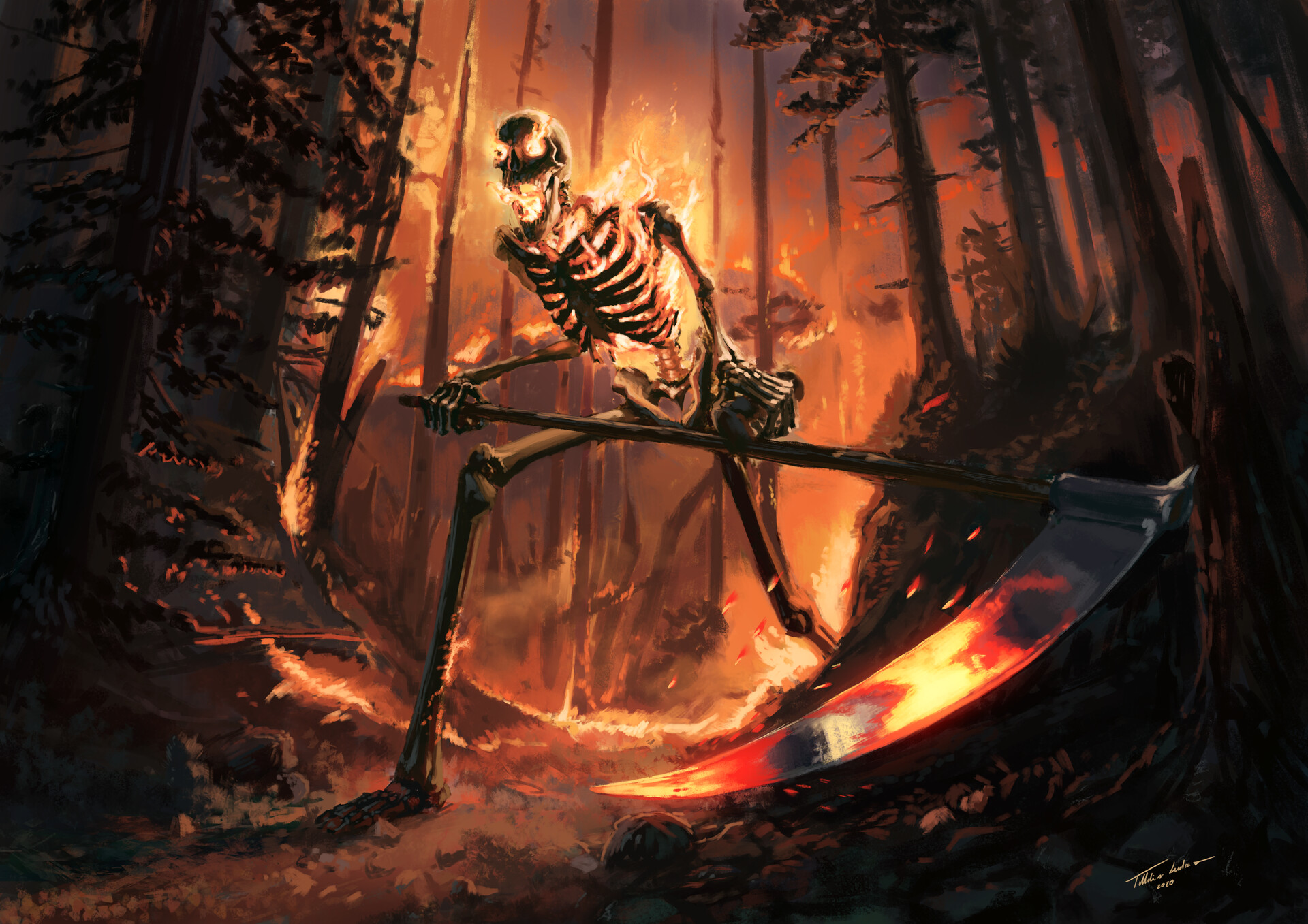 flaming skeleton pop