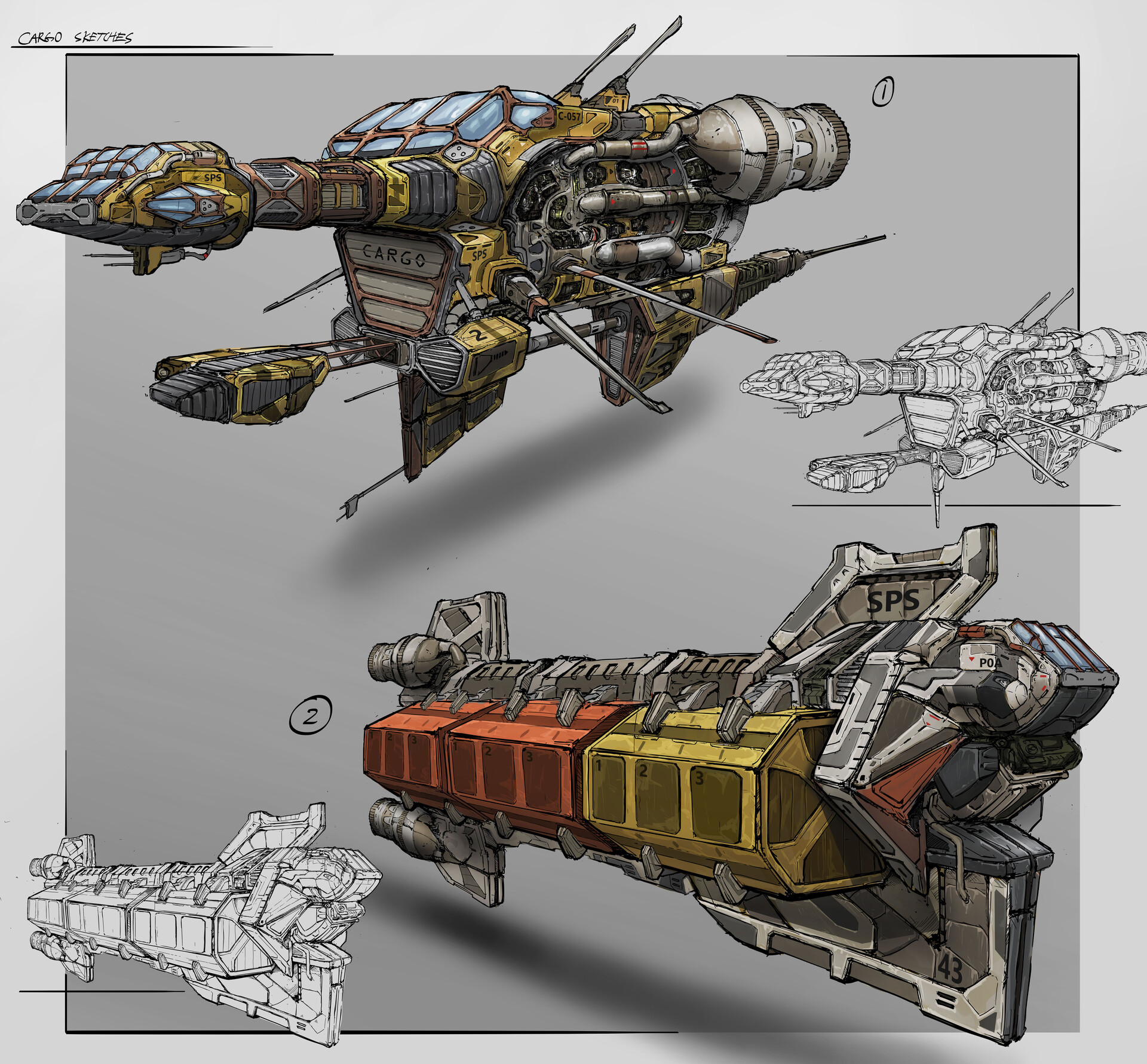 ArtStation - cargo ship skecthes