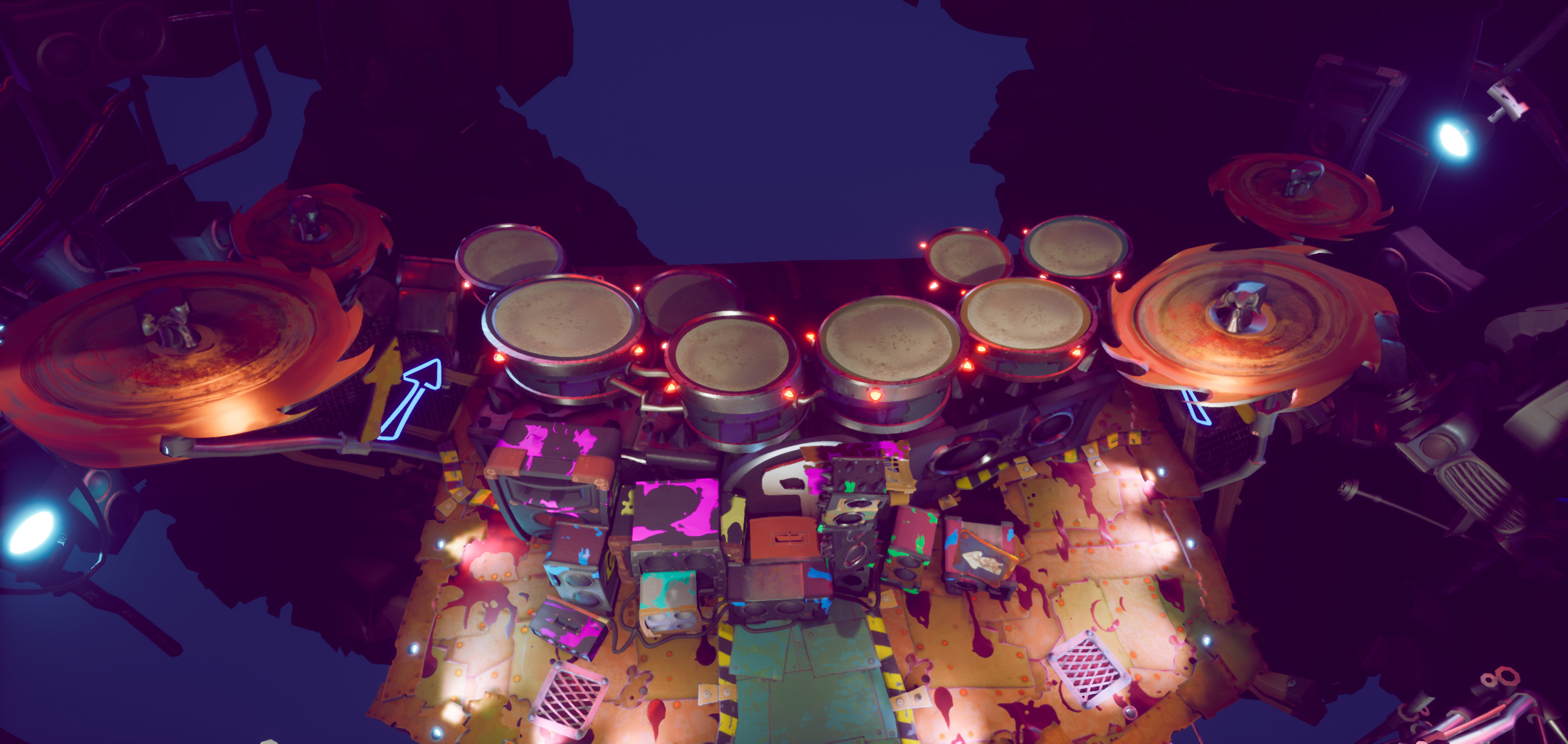 Wasteland boss level - drum set and speakers made by me.