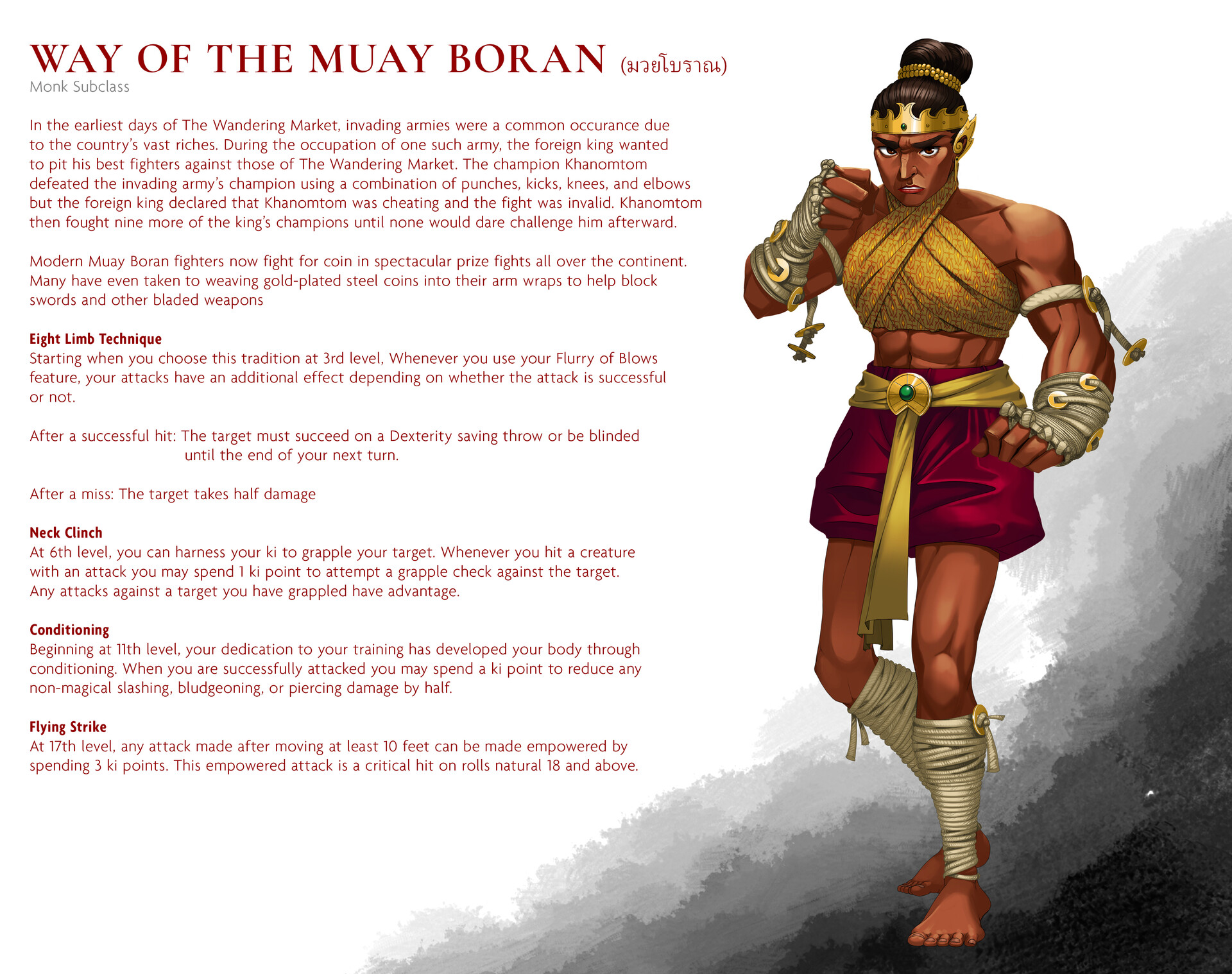 Inkarat Mittongtare - D&D Homebrew - Muay Thai Fighter