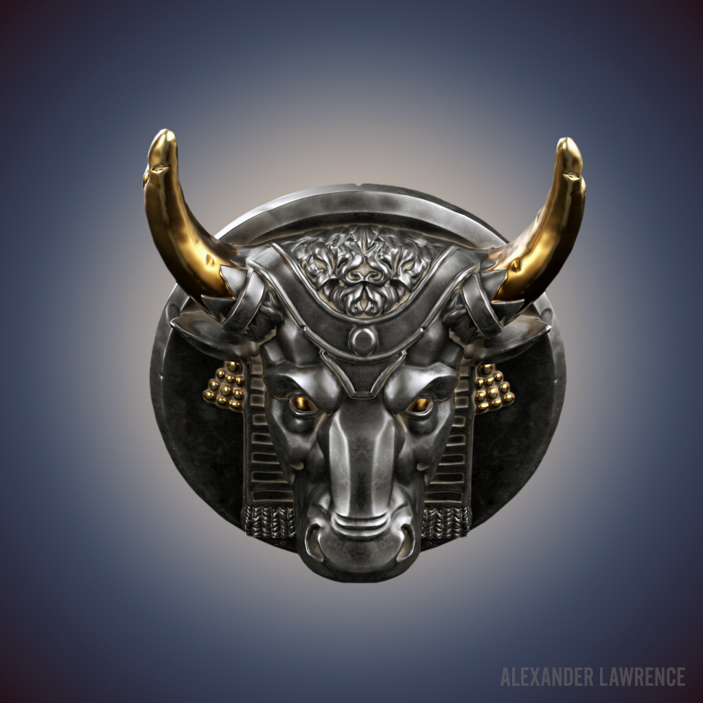 Bull decoration based on an ox head sculpture located in rue des Hospitalières-Saint-Gervais, in Paris, France