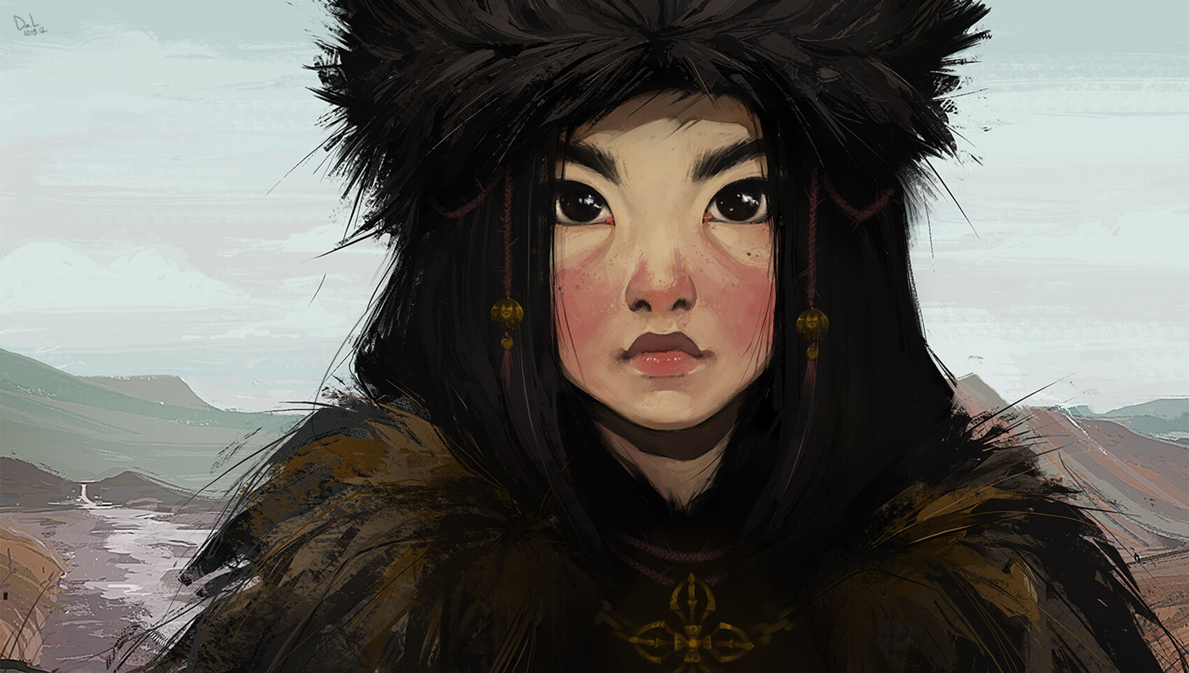 Монгольская девушка арт