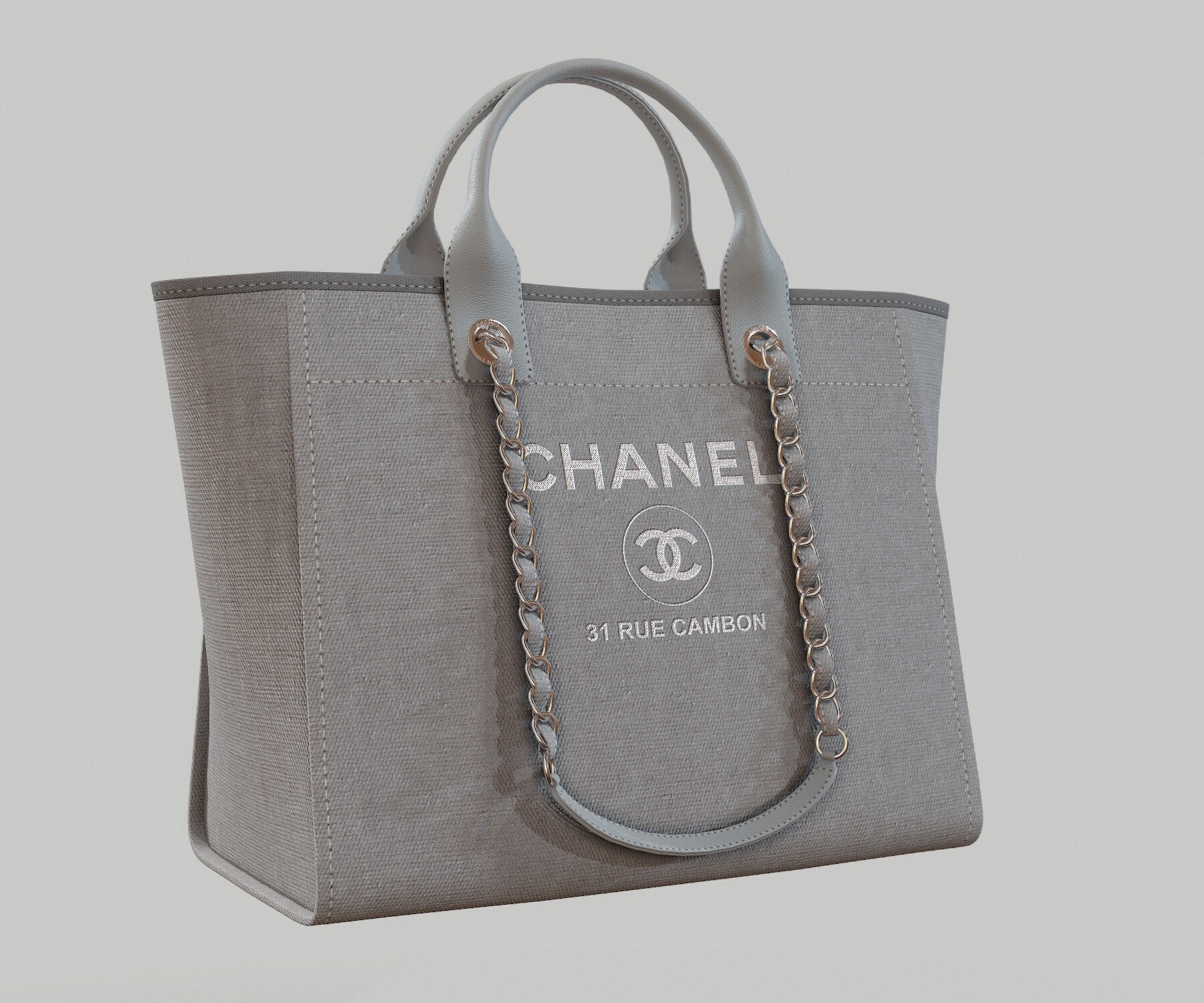 chanel canvas shopper bag