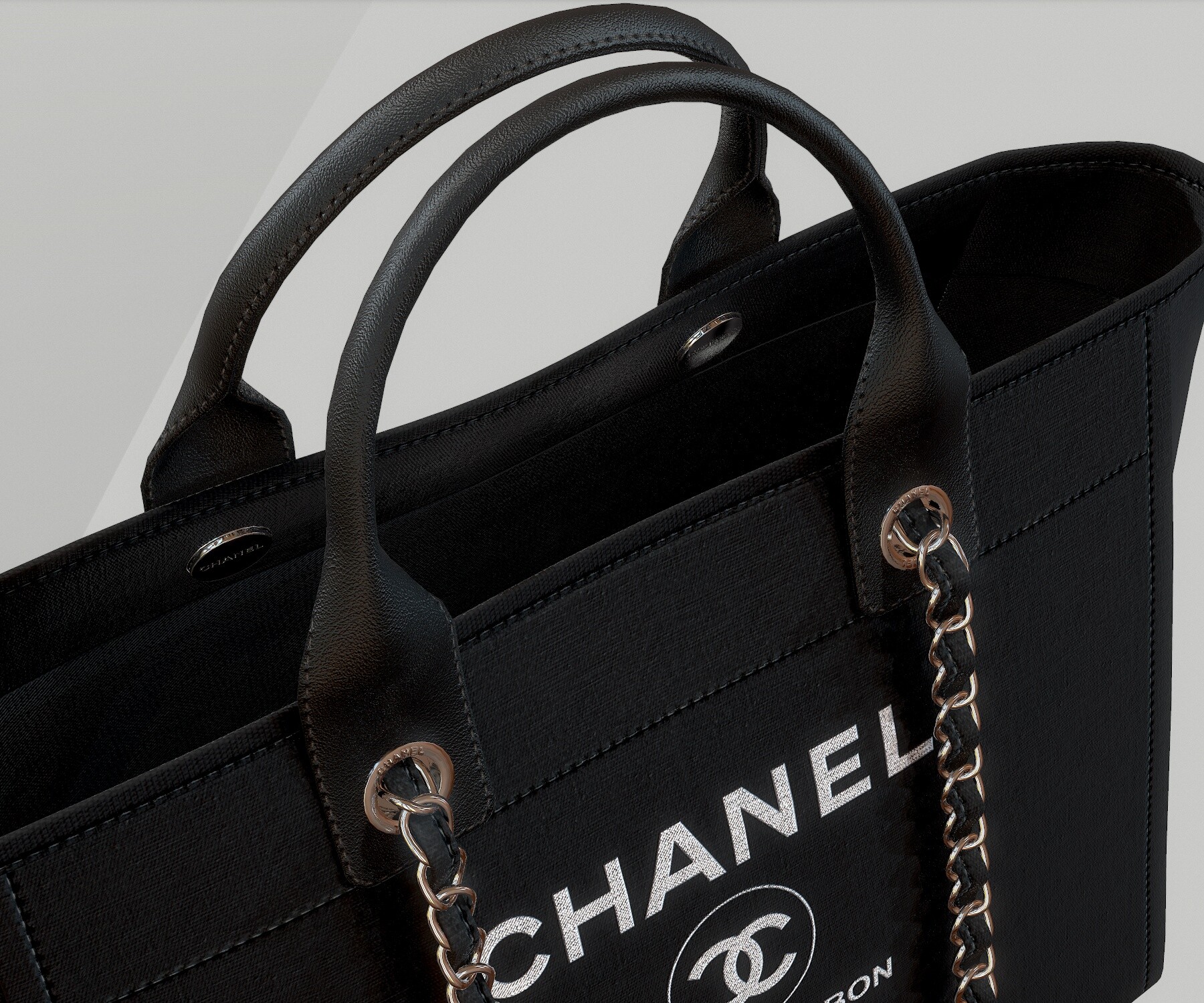 3D Model Collection CHANEL Shoper Bag Canvas Deauville Tote VR / AR /  low-poly