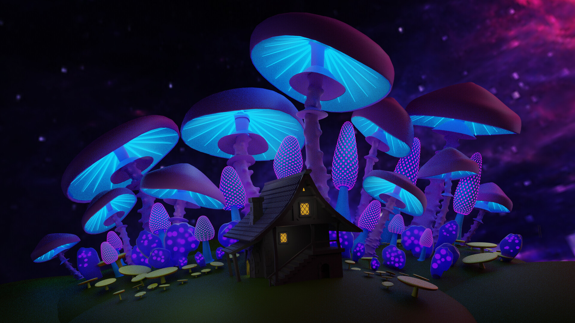 ArtStation space world of mushrooms