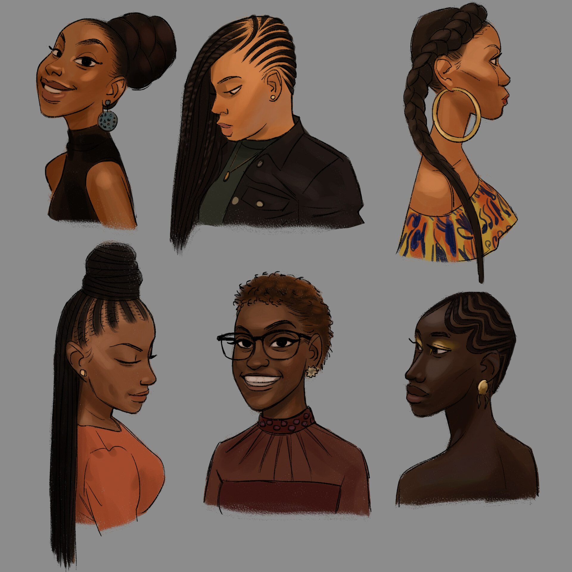 ArtStation - Sketch Collection of Black Hairstyles