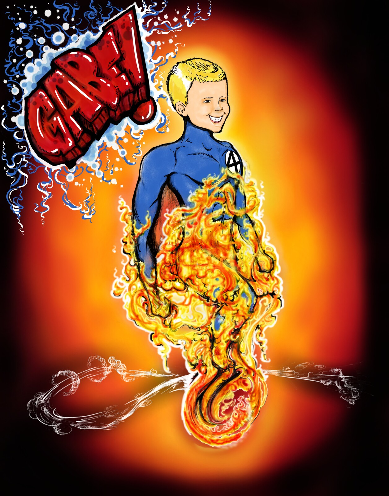 My Cousin Gabriel as The Human Torch.